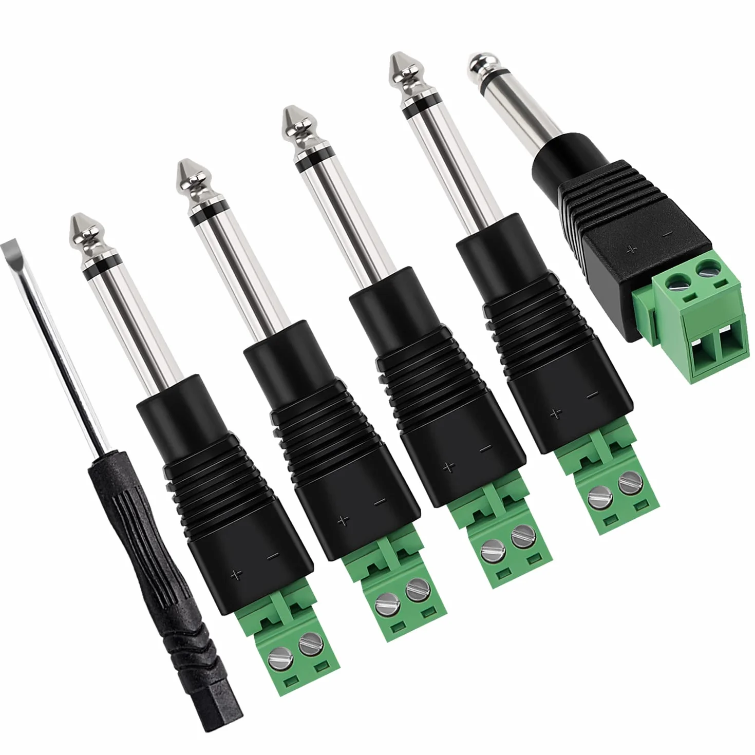 6.35mm TRS Macho Enchufe Terminal Sin Soldadura Conector Mono 2 Polos para Altavoz Micrófono
