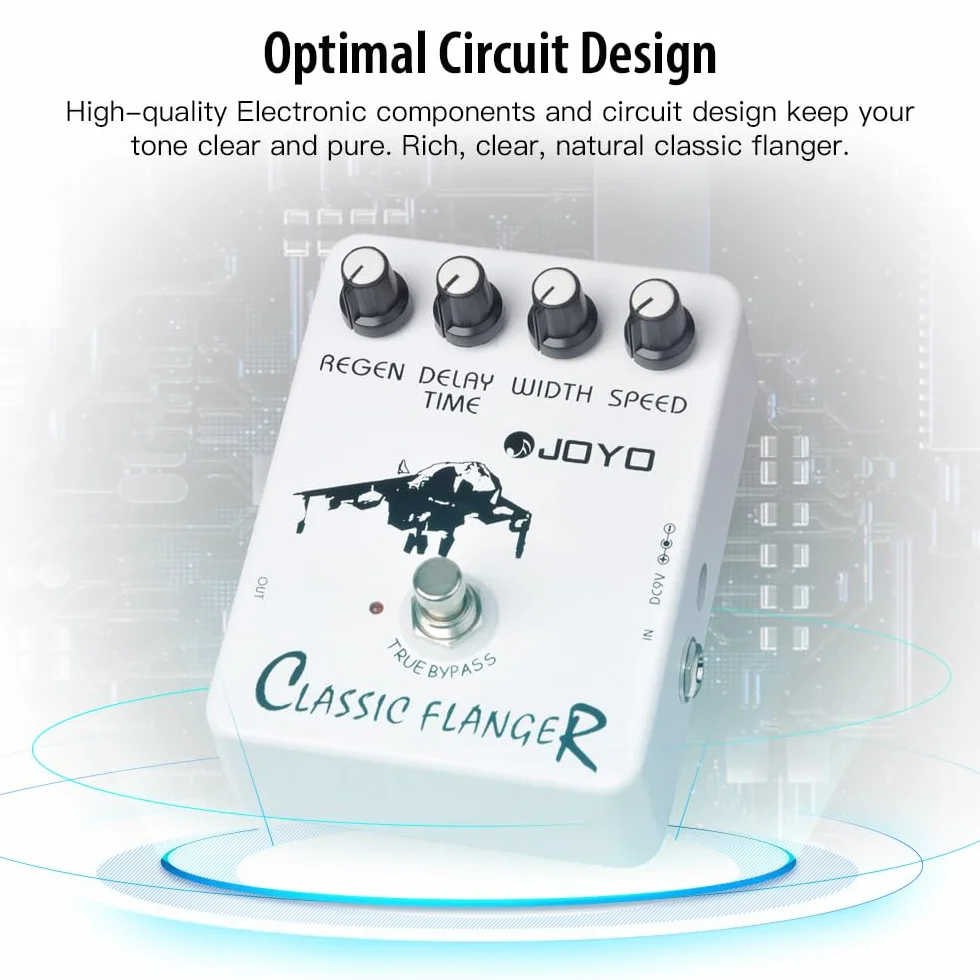 JOYO Pedal de efecto Flanger logra sonidos de Flanger metálicos y vibrato trémulo rápido para efecto de guitarra eléctrica - True Bypass (JF-07)