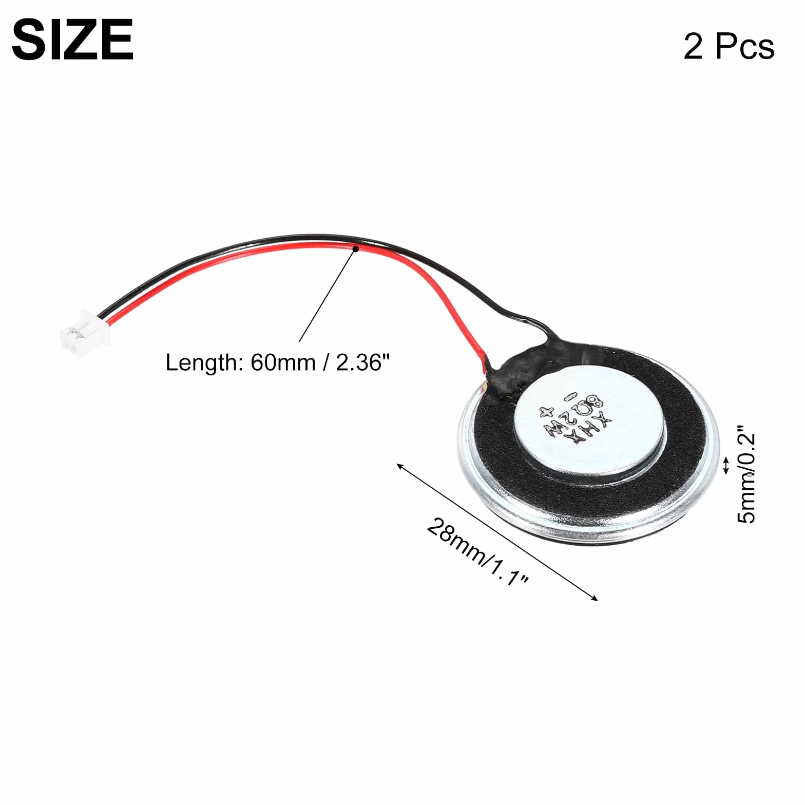 QUARKZMAN 2 unidades de 2 W 8 ohmios altavoces pequeños carcasa de metal altavoz magnético interno redondo con cable terminal de 60 mm para altavoces Mini DVD EVD multimedia móvil portátil