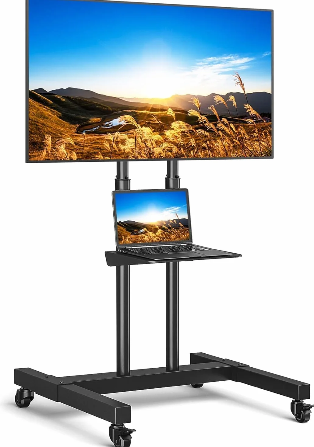 RFIVER Soporte TV Pie Ruedas para Television de 32 43 50 55 65 75 80 Pulgadas - Tele Televisor Soportes Pie Inclinable - Soporte TV Suelo Altura Ajustable Movil | MAX Vesa 600x400mm 50 KG