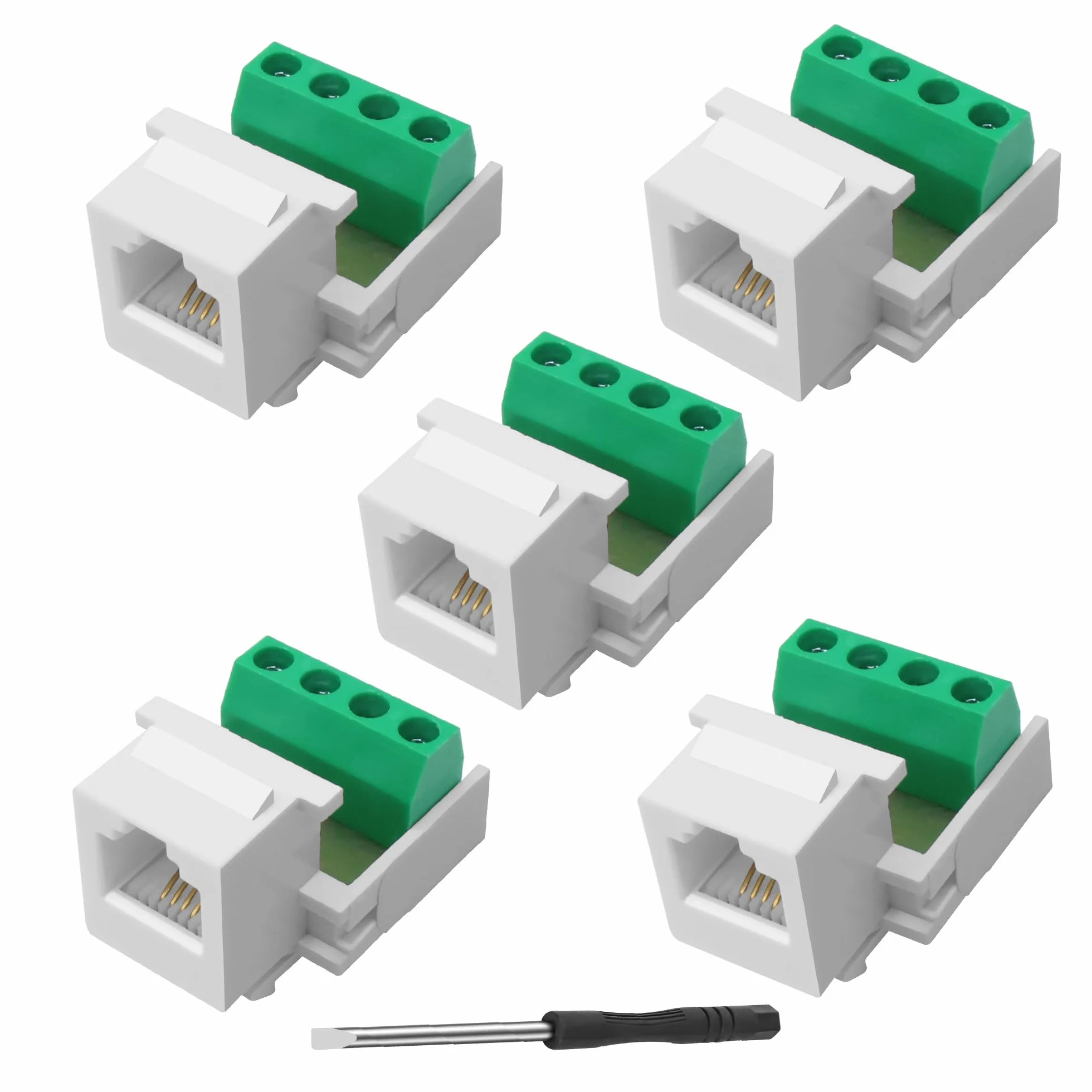 Módulo de teléfono CAT3 RJ11 6P4C hembra a 4 pines, adaptador de terminal, conector de línea telefónica - 5 unidades