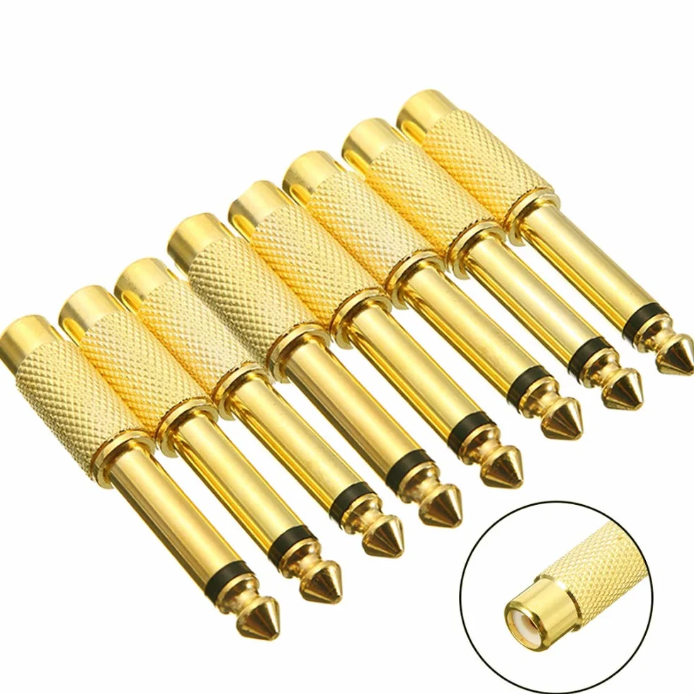 Greluma 8 Piezas de Adaptador de audio macho a hembra RCA de 6,35 mm (1/4 pulgada)