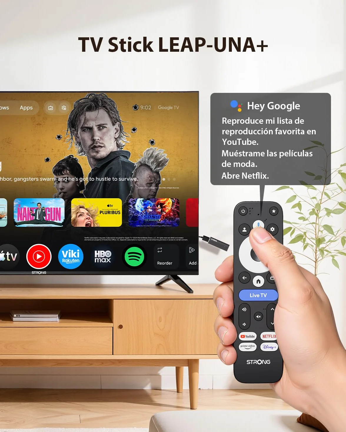 STRONG Leap-UNA Stick De Streaming Android TV, Wi-Fi, Chromecast Integrado, TV Box Android 11, Asistente De Google, HDR10+, Google Play, Netflix, Youtube