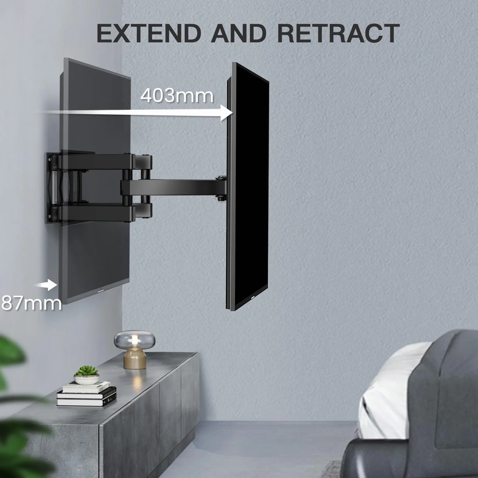 PERLESMITH Soporte TV Pared Articulado Inclinable Giratorio 26-70 Pulgadas VESA 400x400mm 45kg
