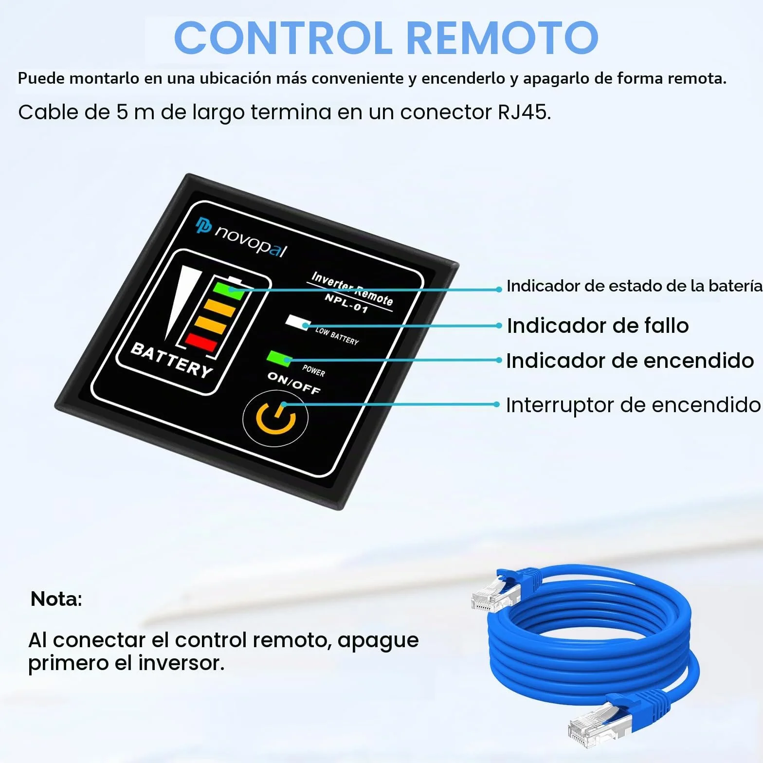NOVOPAL 1500W Convertidor de Voltaje de Onda Sinusoidal Pura de Coche-Convertidor de Coche 12v a 230v Convertidor - Convertidor de Inversor con 2 Enchufes EU y Puerto USB