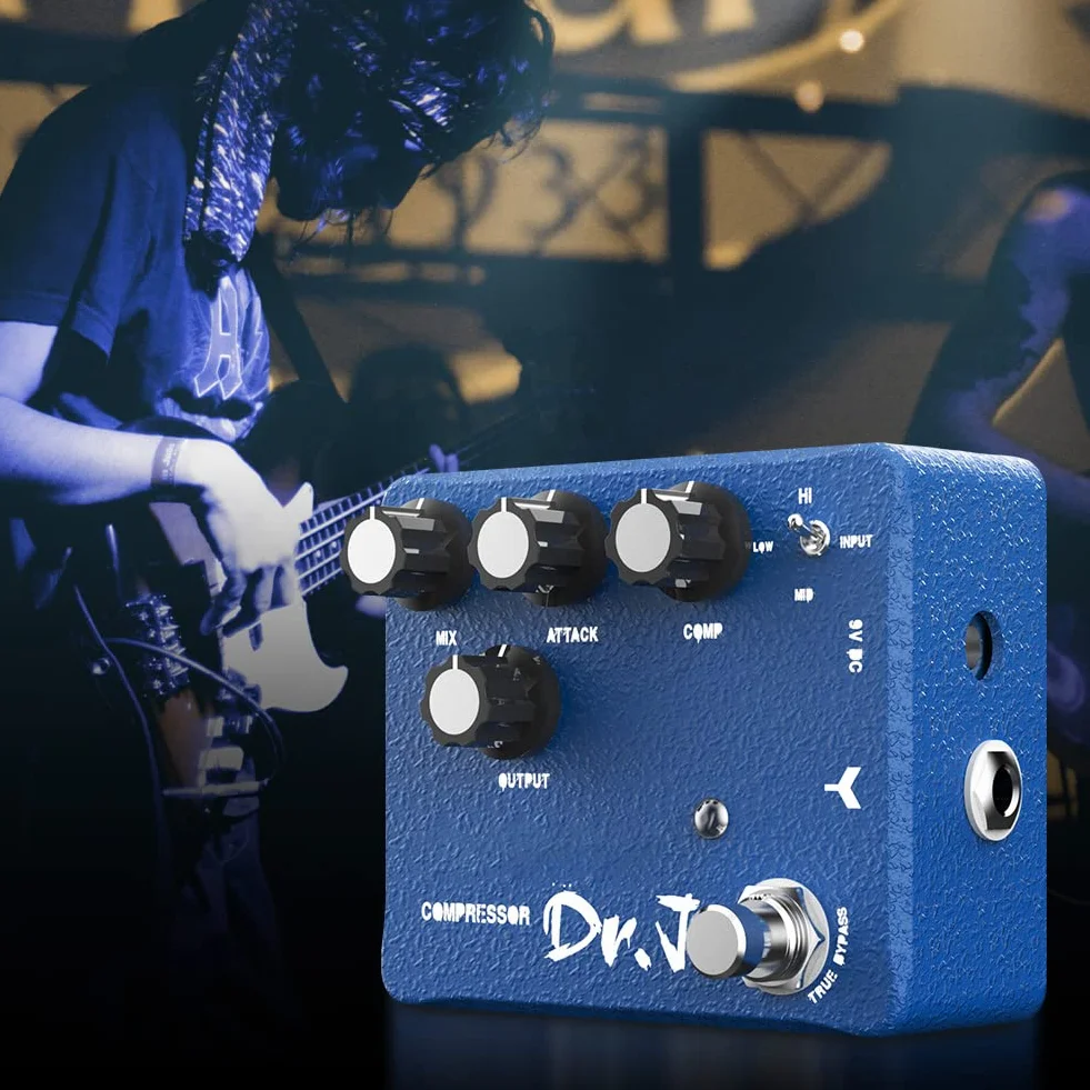 JOYO Pedal de compresor y pedal de impulso limpio con 3 bandas EQ efecto sostenido para guitarra eléctrica, bajo, diseño True Bypass (edición de gama alta D55)