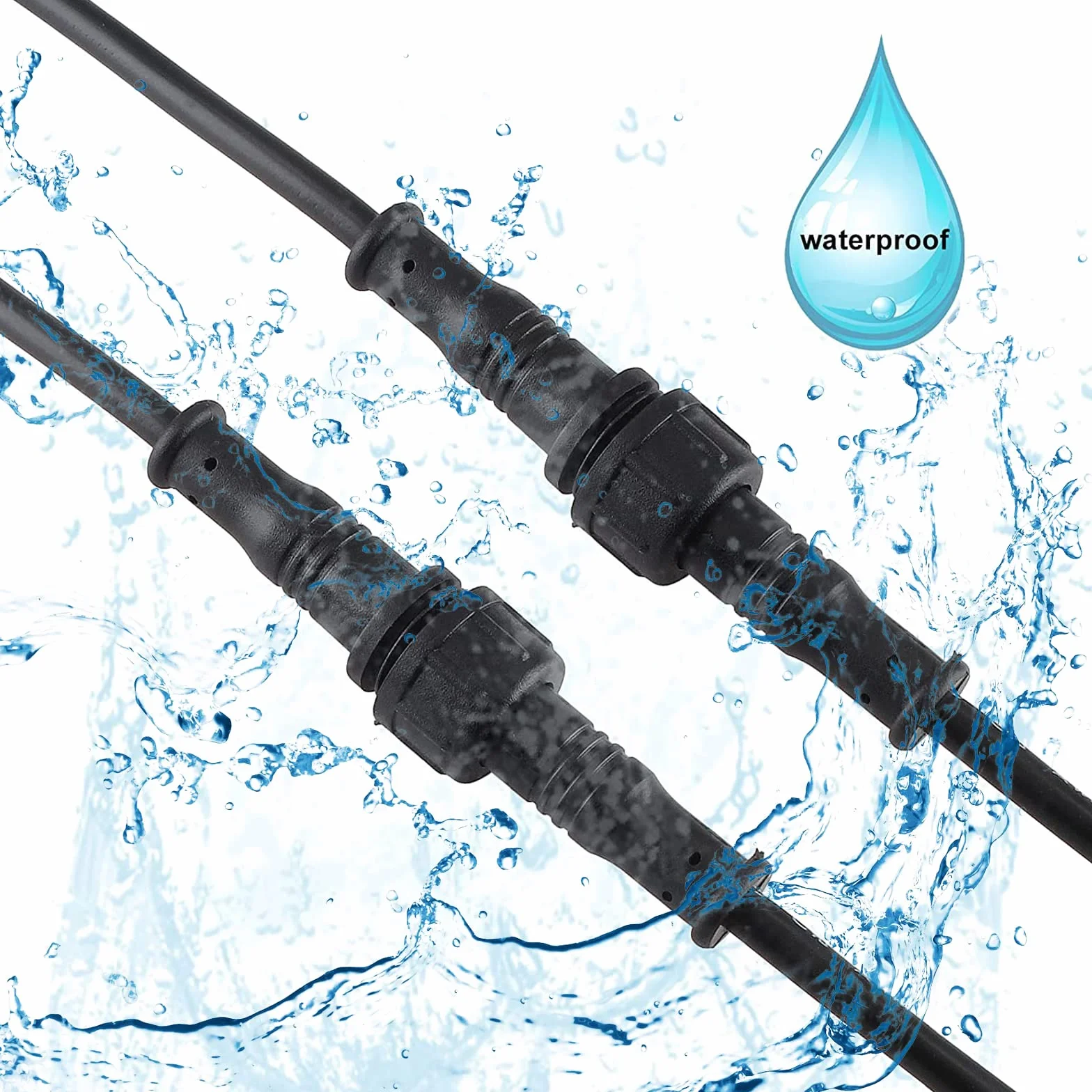 Conectores estancos, 8 Pares de enchufes de 3 Pines, Conectores Impermeables IP65 con Cable de extensión 16AWG 20CM para focos solares, lámparas de jardín, Tiras de luz LED