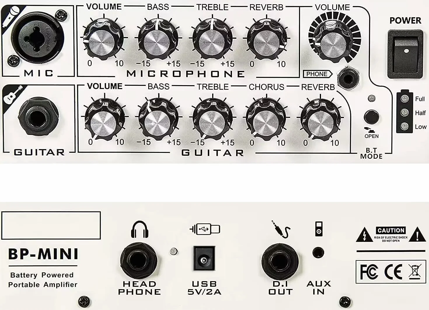 Coolmusic 30W Amplificador de guitarra acústica portátil con entrada de micrófono, Bluetooth integrado, rendimiento de batería recargable de hasta 8 horas(blanco)