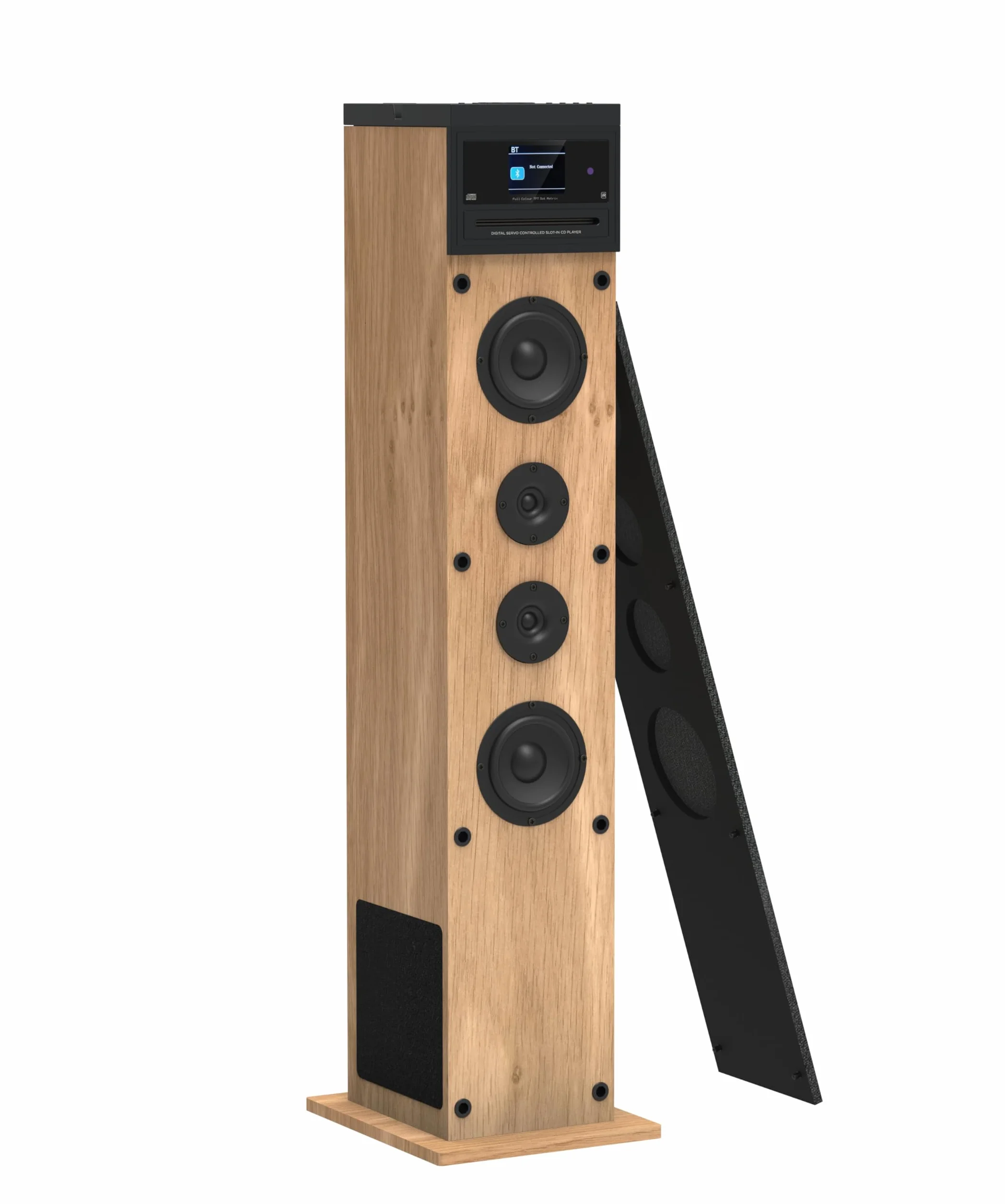 AIWA TSBT-360 Torre de Sonido Bluetooth Radio FM Reproductor de CD USB Madera