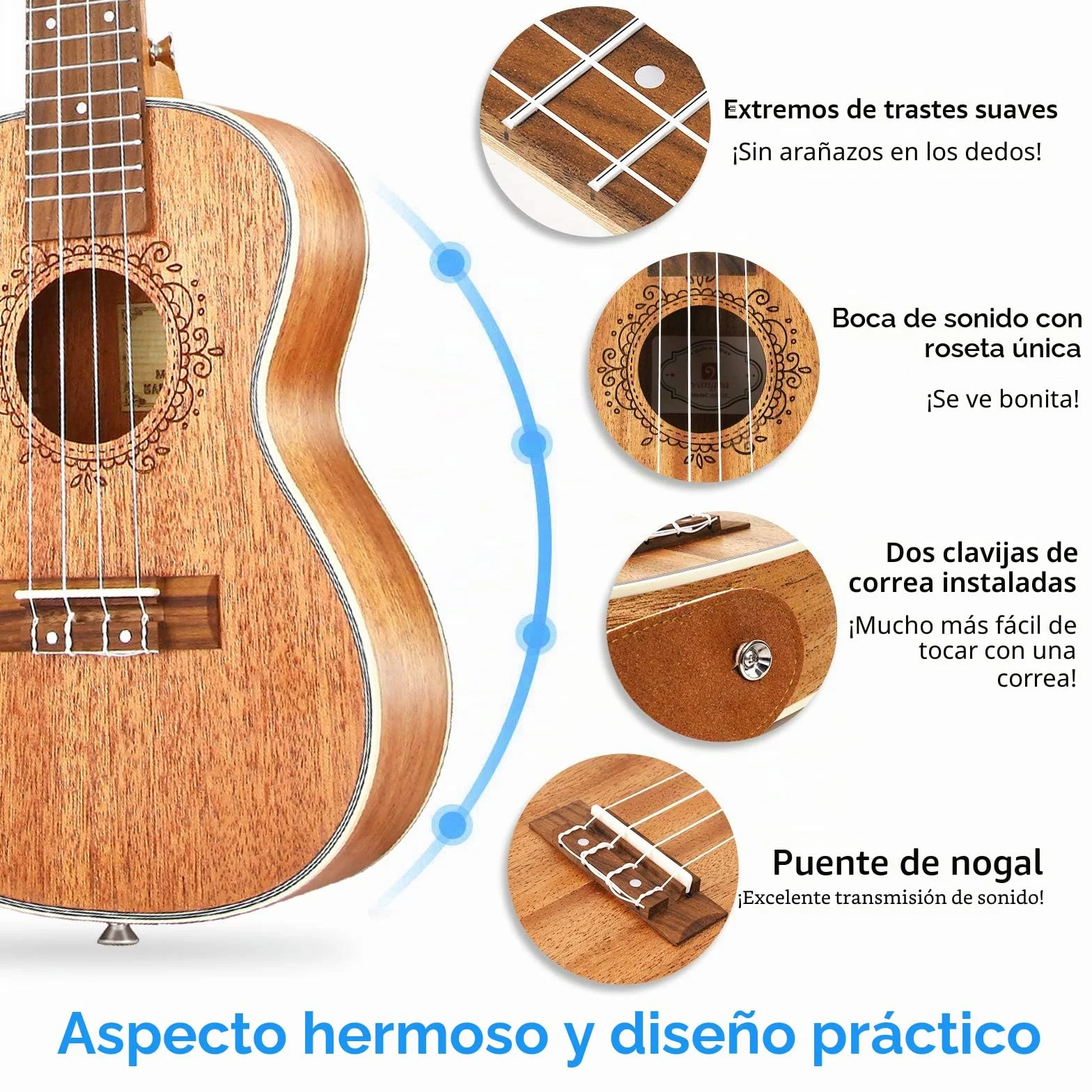 Vangoa Conciertos Ukelele Caoba 23 Pulgada Acústico Hawaiian Ukulele Kit para Principiantes, Estudiante, Intermedio