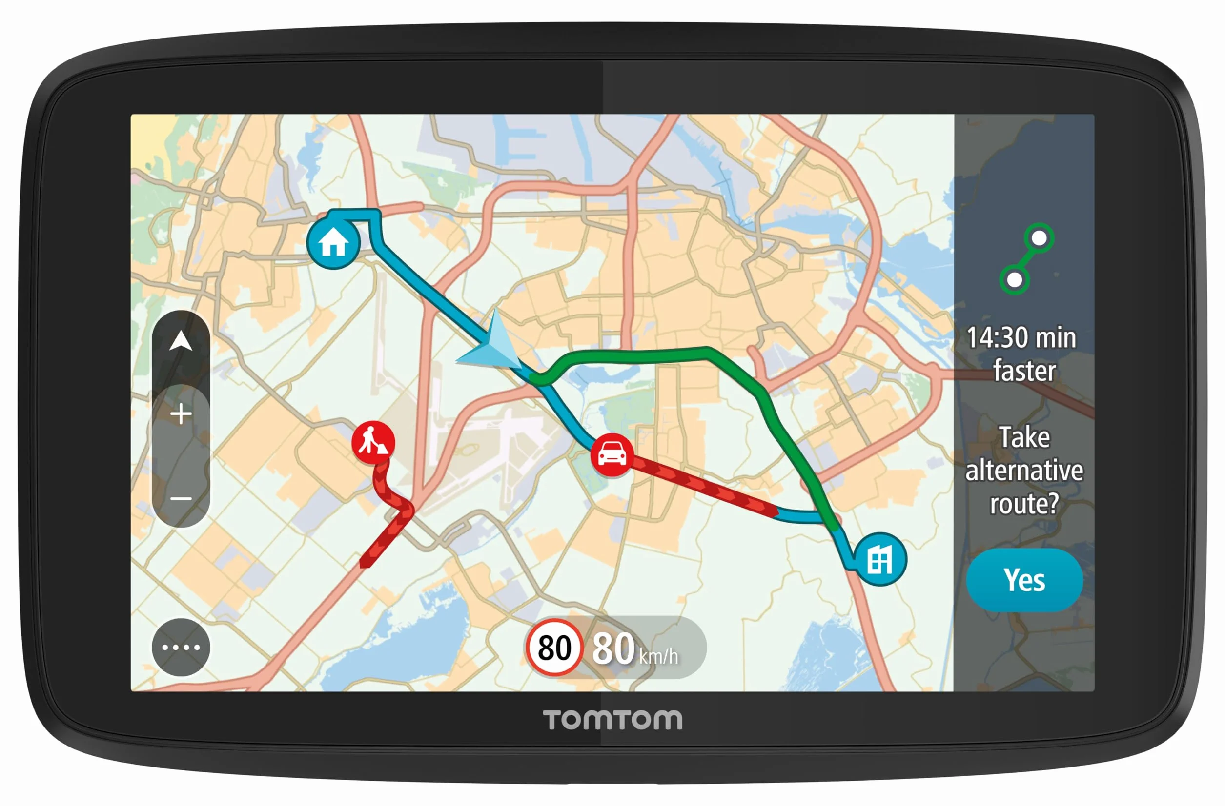TomTom GO Essential GPS para Coche – 5 Pulgadas, Evita los Atascos Gracias a TomTom Traffic, actualizaciones de mapas y ajustes vía Wi-Fi, Soporte Click-Drive (Reacondicionado)