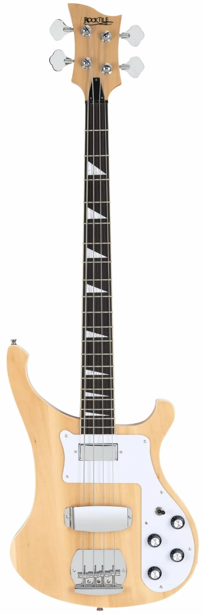 Rocktile Pro RB-400N Lumberjack Bajo Eléctrico Super Set - Bajo Eléctrico Longscale de 4 Cuerdas - Incluye Amp, Funda, Afinador, Correa, Soporte, Cable y Escuela - natural