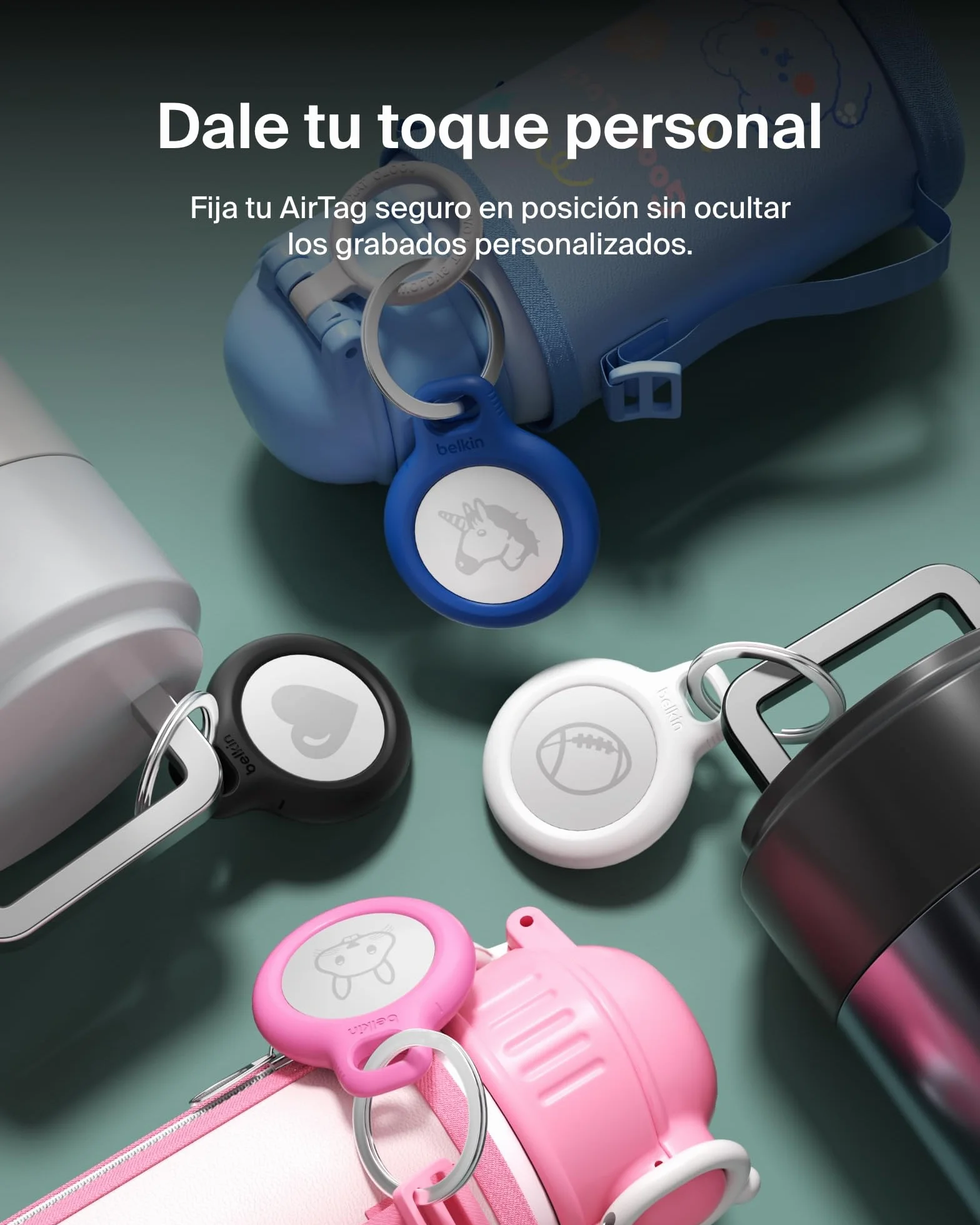 Belkin Llavero AirTag, Funda AirTag Resistente a los Arañazos con Frontal Abierto, Bordes Elevados, Cobertura, Cubierta, Localizador de Llaves, Mascotas, Maletas, Equipaje, Mochila y Otros, Negro