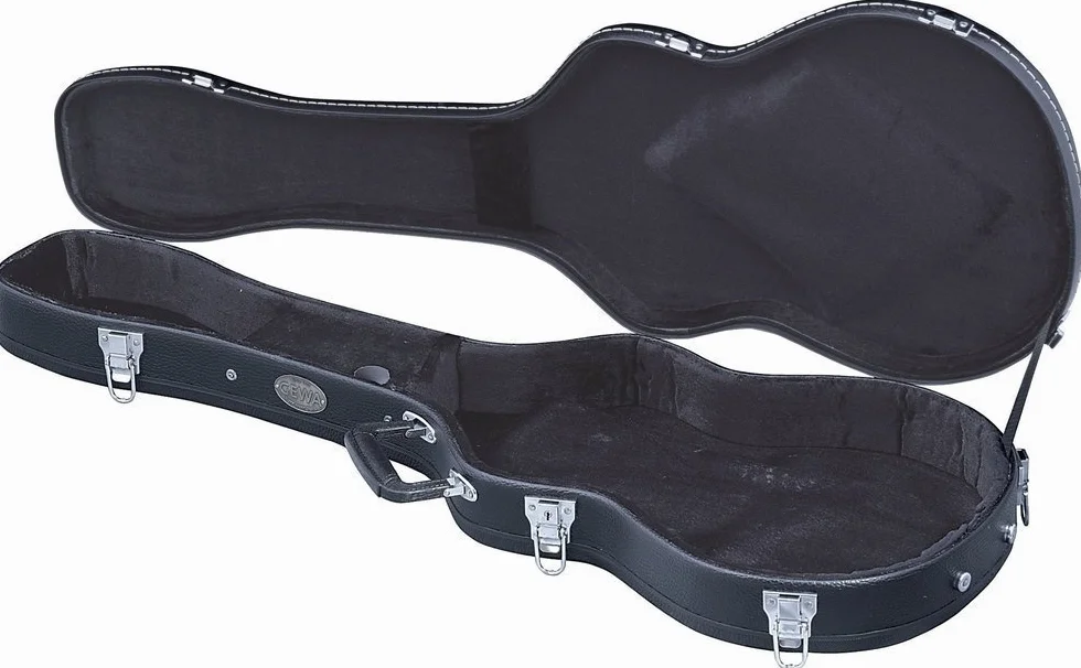 Estuche de guitarra GEWA modelo SG Flat Top Economy - Núcleo de madera - tapa plana - revestimiento de cuero sintético negro mate - cerraduras cromadas - compartimento para accesorios