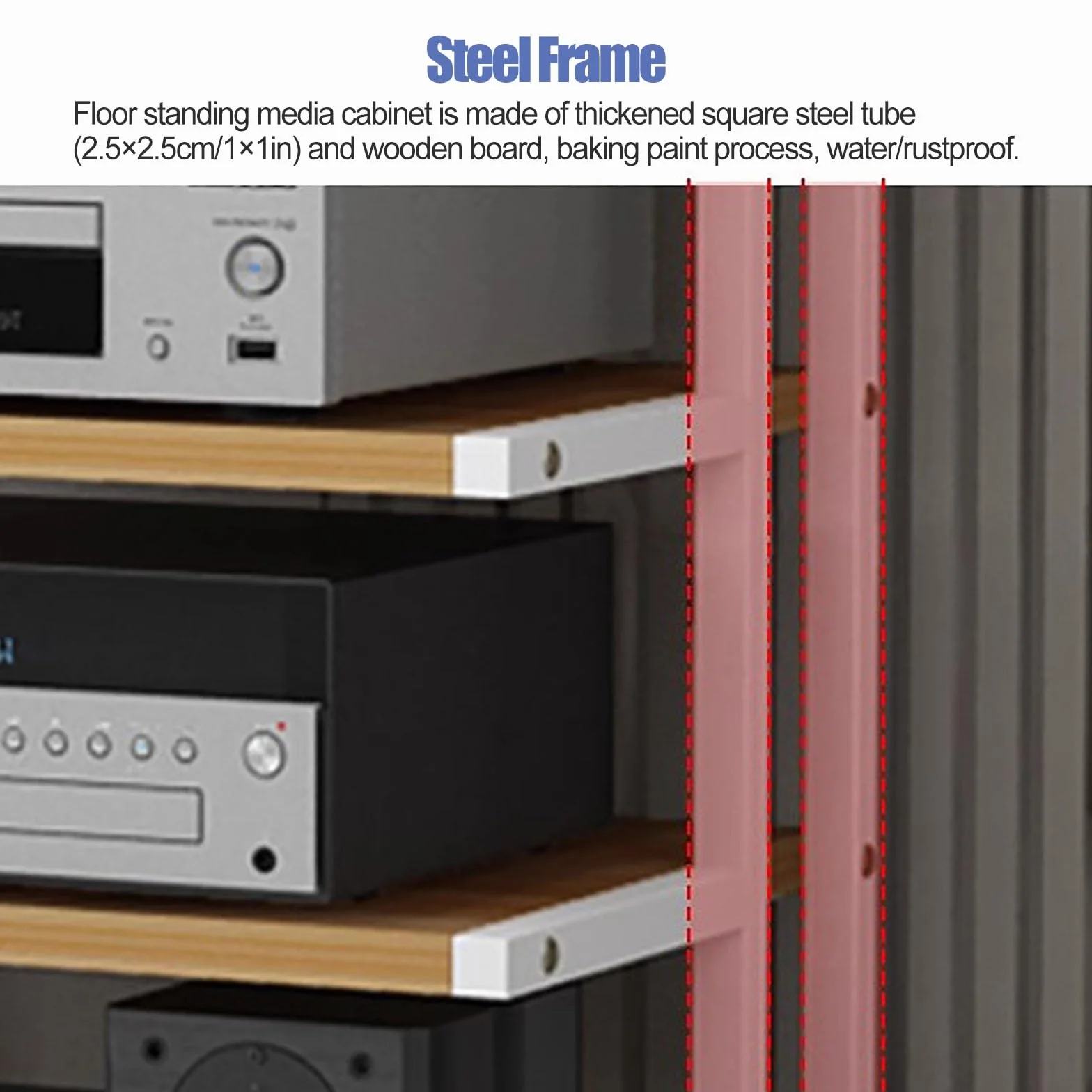 YLLFFLL Mueble Equipo HiFi Soporte para Componentes Audiovisuales con Ruedas, Mueble Estéreo con Ruedas para Salón/Oficina/Espacios Pequeños, Soporte Estéreo De 3/5/ 4 Estantes(Black,H 106cm(41.7in))