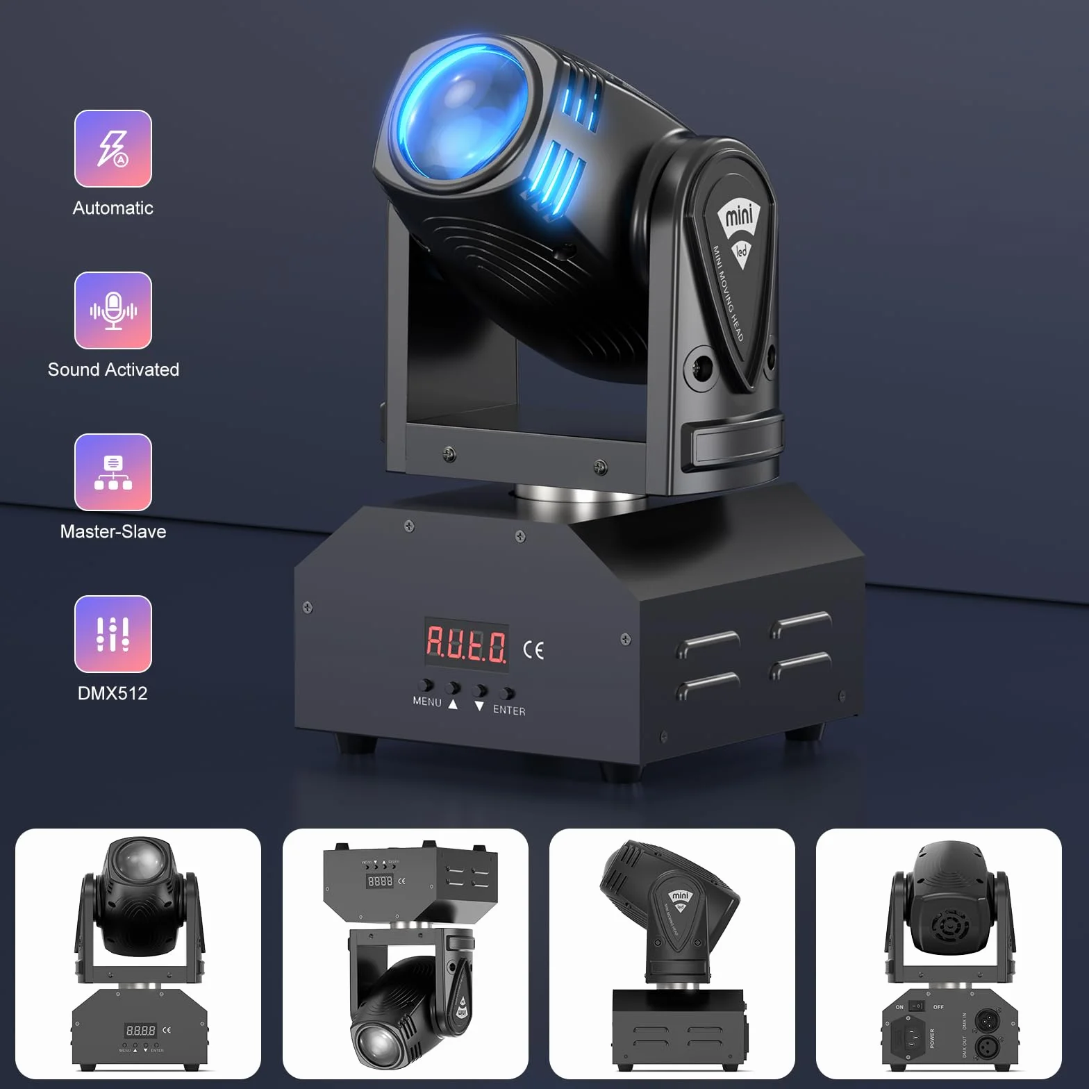 UKing Mini RGBW LED Beam Cabeza Móvil d-mx 11/13 CH Pinspot Luz Discoteca Luz Efectos de Iluminación Controlados por Música para DJ Discoteca Fiesta Club Bar Escenario