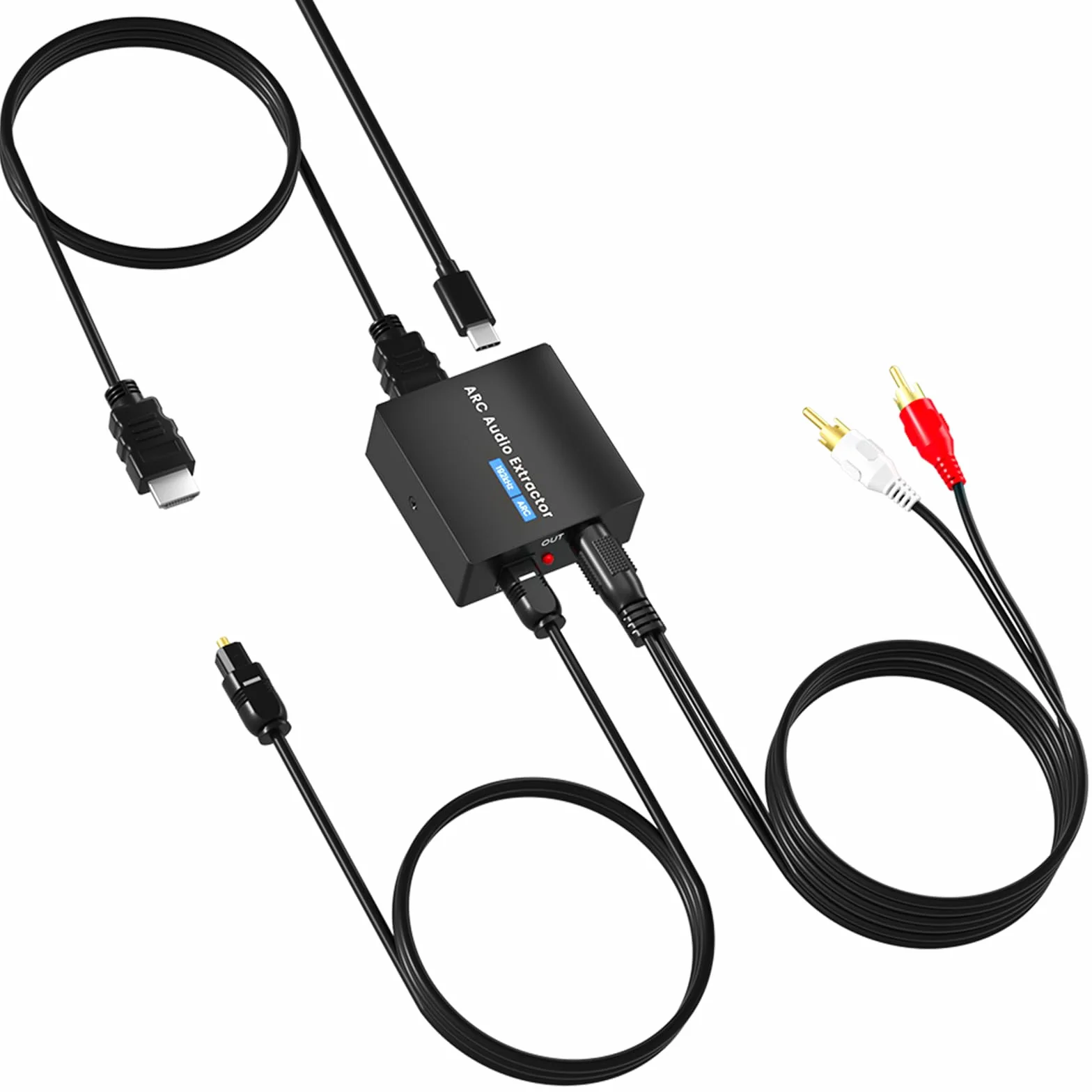 Extractor de Audio HDMI ARC 192 kHz Divisor SPDIF AUX RCA 3.5 mm Adaptador Óptico con Cable HDMI para Amplificador Barra de Sonido