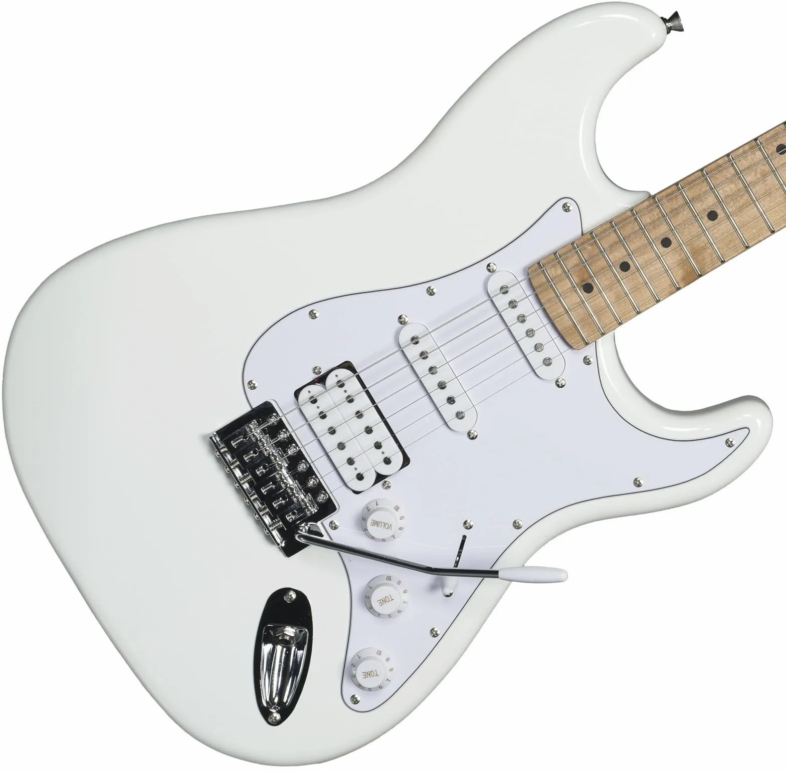 Guitarra eléctrica Woodbrass ST100 blanca – Ideal para principiantes, cuerpo de madera ST tilo americano, tecla de arce – Estilo rock, pop, funk, country, hard, metal