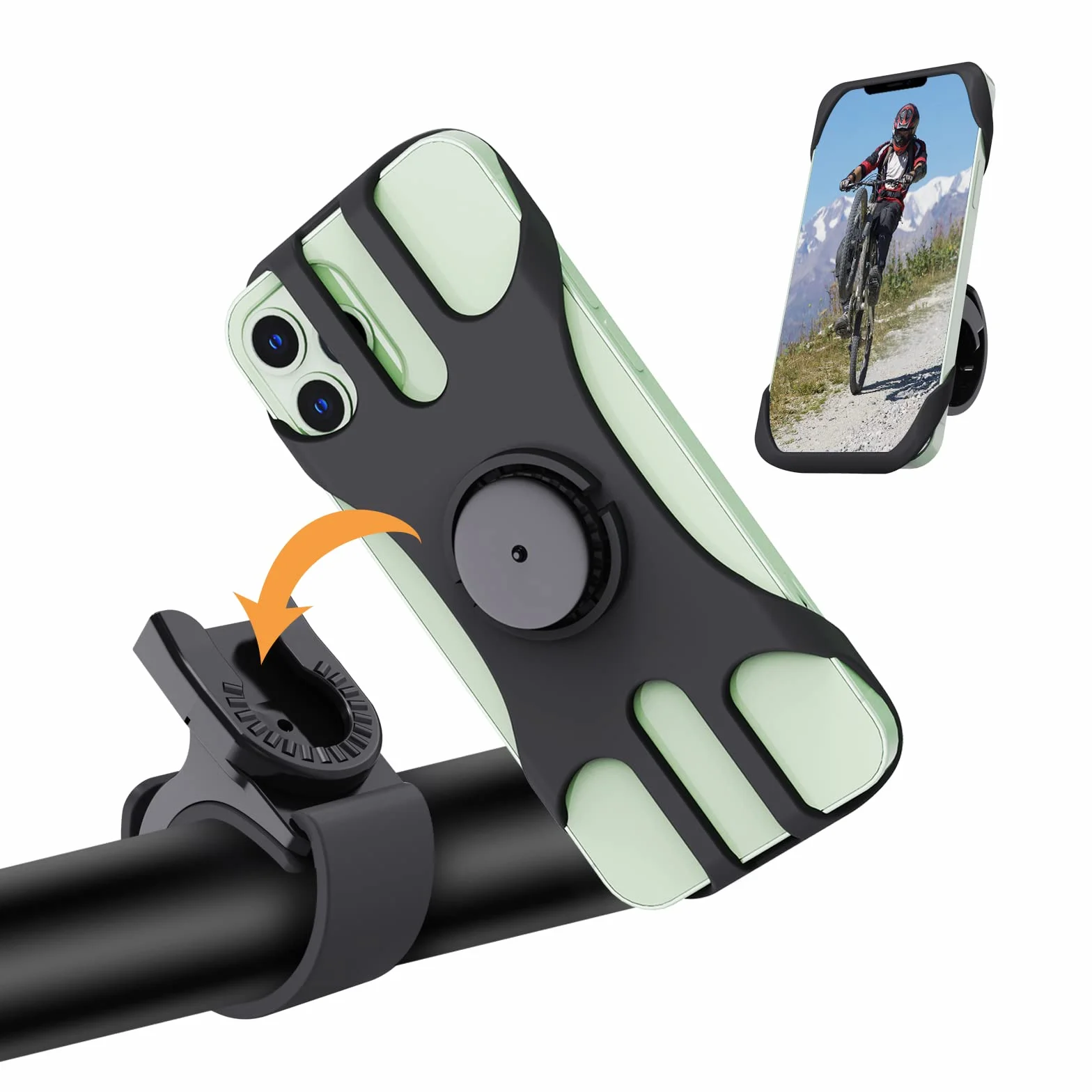 Soporte para teléfono de Moto (rotación de 360°, Universal, para teléfono o Bicicleta, para Patinete eléctrico, Ciclismo, Scooter, Moto, Deporte, 4,5 – 7 Pulgadas, Smartphones