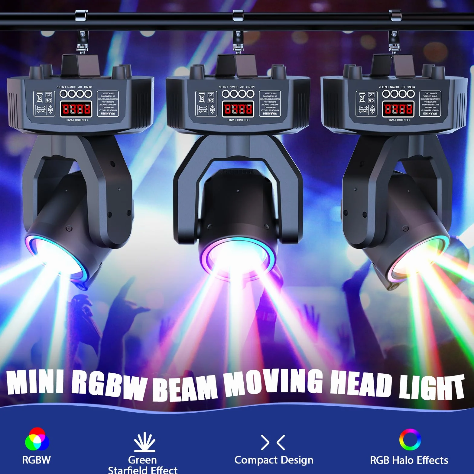 2PCS Cabeza Móvil Beam RGBW 3 en 1 de 30W, Tira de Luces con Efecto de Persecución d-mx512 Sonido Activo con Control Remoto para DJ Fiestas Discotecas Bodas Escenarios y Espectáculos