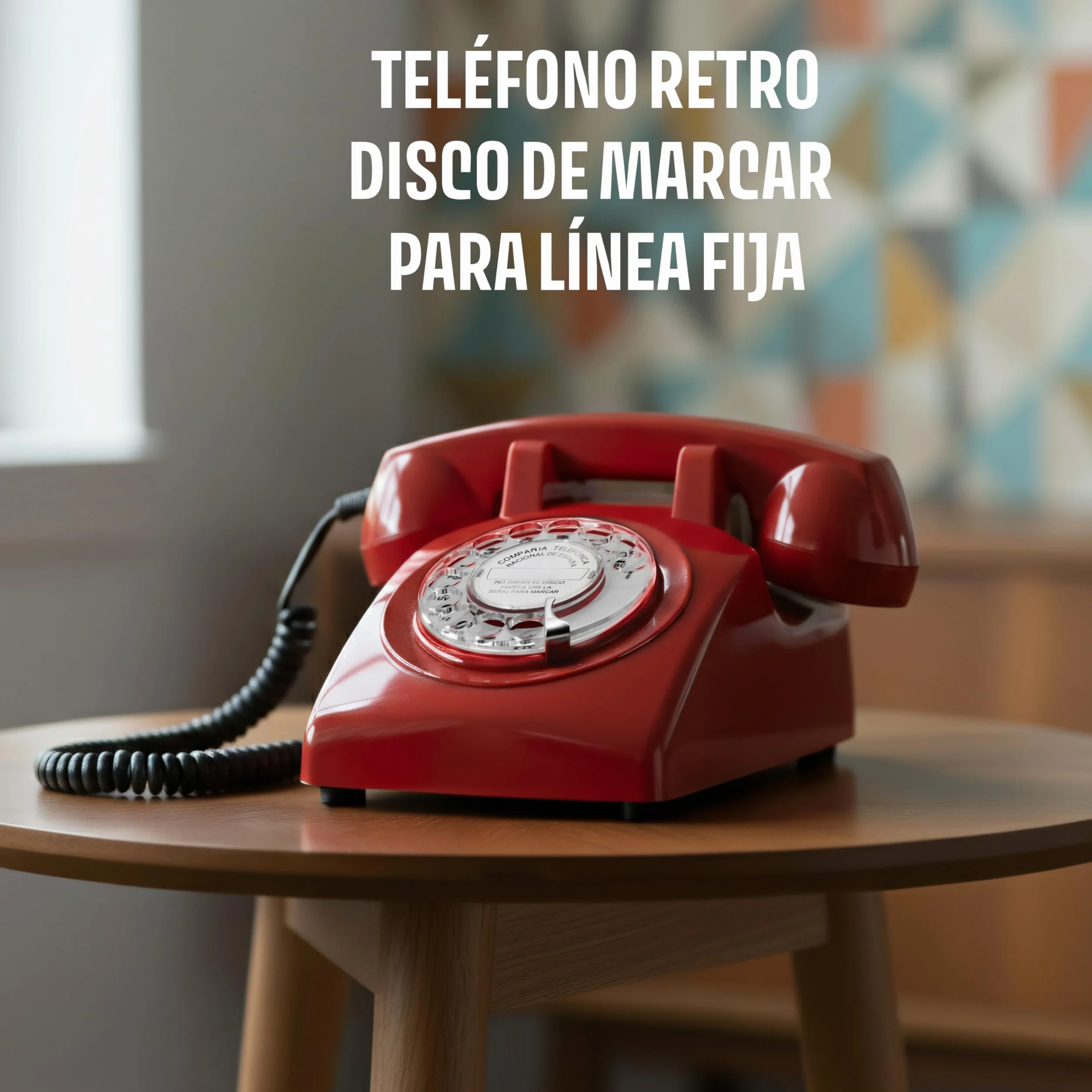 Opis Technology 60s Cable Teléfono Fijo Retro Vintage – Teléfono Antiguo de Disco con Campana Metálica, Cero Radiación y Estilo Clásico de los Años 60, Rojo