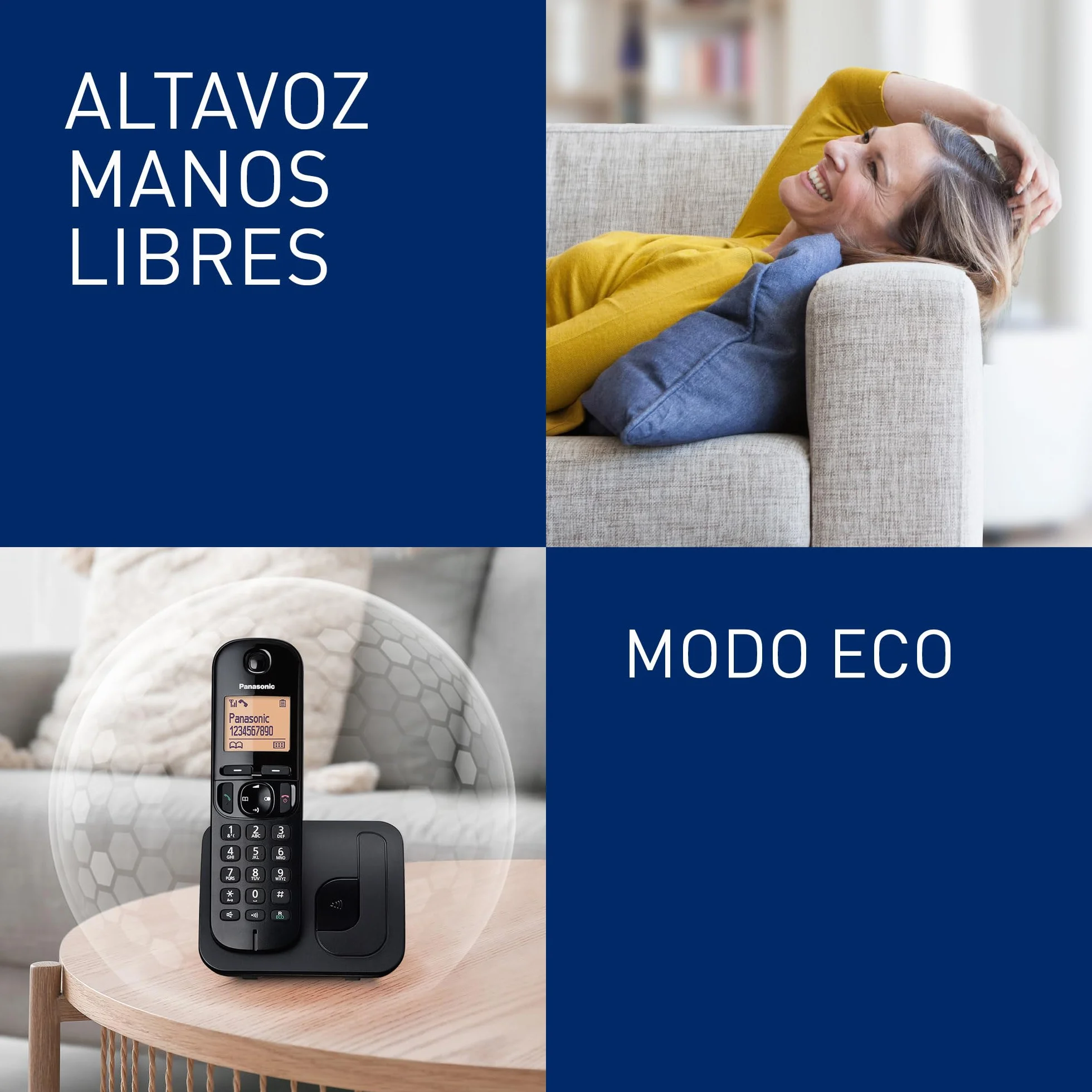 Panasonic KX-TGC210 Teléfono fijo inalámbrico LCD Identificador de llamadas Agenda 50 números Negro