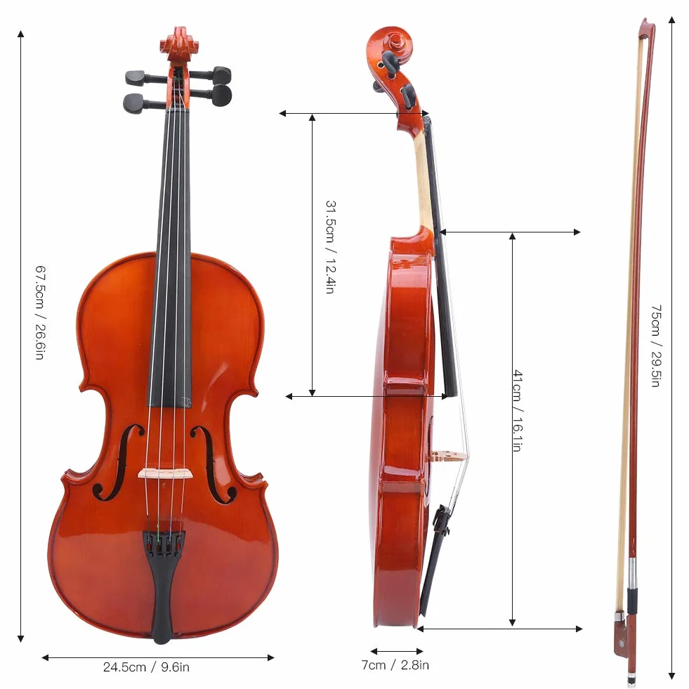 Viola de Madera Maciza de Abeto Viola, Estuche de Viola, Estuche para Uso para Principiantes de Violín, Entusiastas del Violín