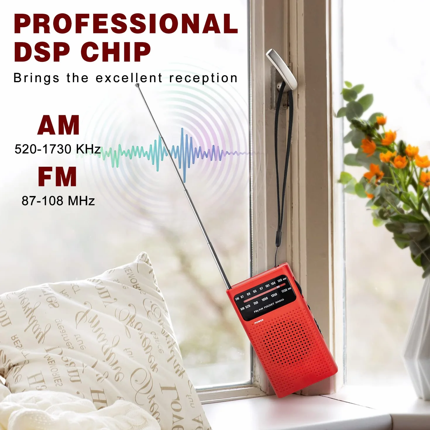Tendak Mini Radio Portatil Pequeña, Transistores FM Am con Excelente Señal, de Bolsillo, Funciona con AA Pilas (no Incluidas)