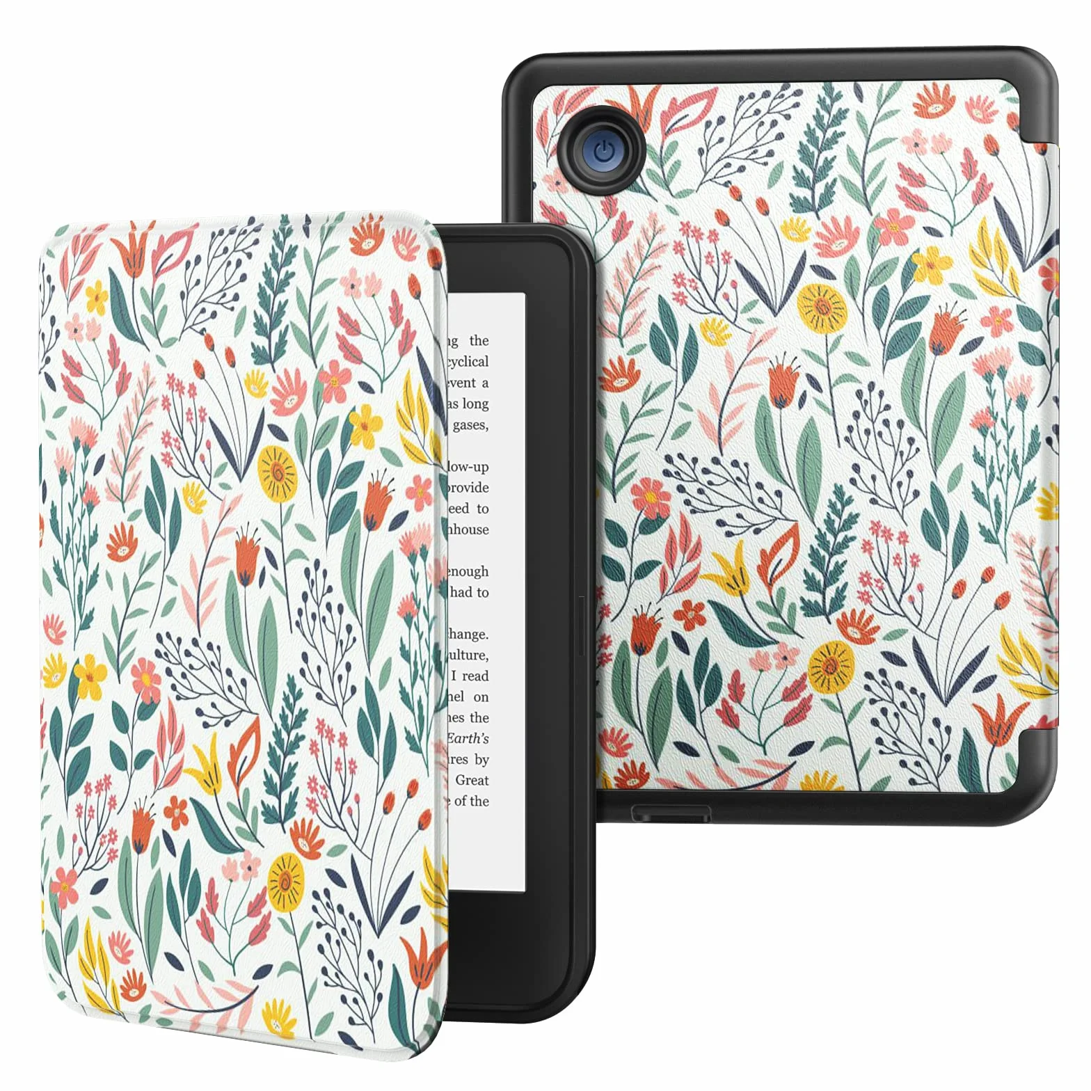 MoKo Funda para Tolino Shine Color/Shine 5(2024)/Shine 4(2022) y Kobo Clara BW/Color/2E 6", Funda Folio Ultra Delgada y Ligera con Auto Wake/Sleep, Flores