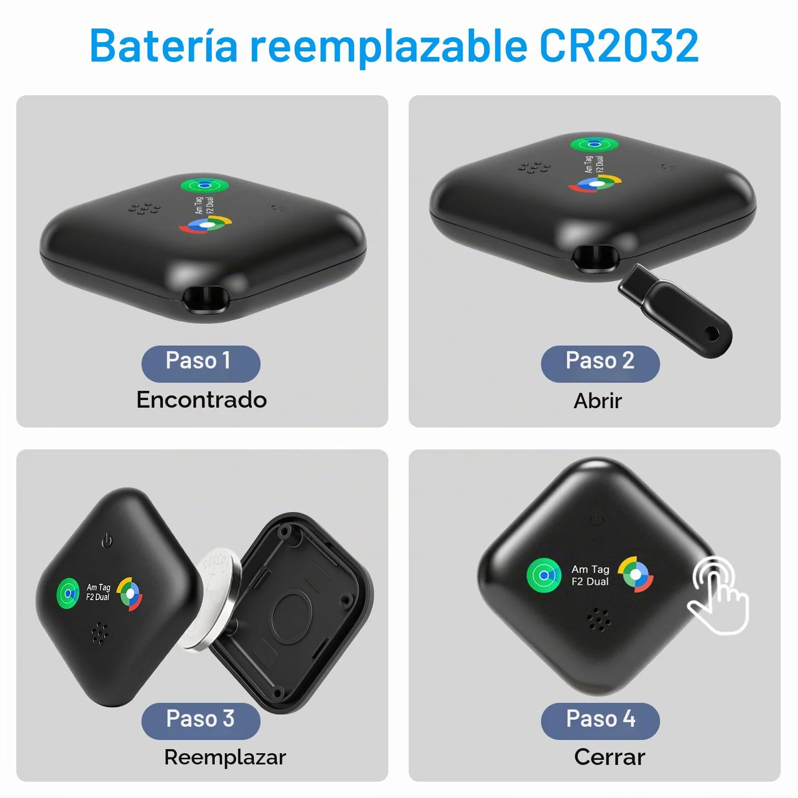 Smart Tag Localizador de Llaves Compatible con iOS Find My App o Android Find Hub App IP67 Resistente al Agua Batería reemplazable CR2032 Bluetooth Tracker Finder para Llaves Bolsos Maletas Cartera