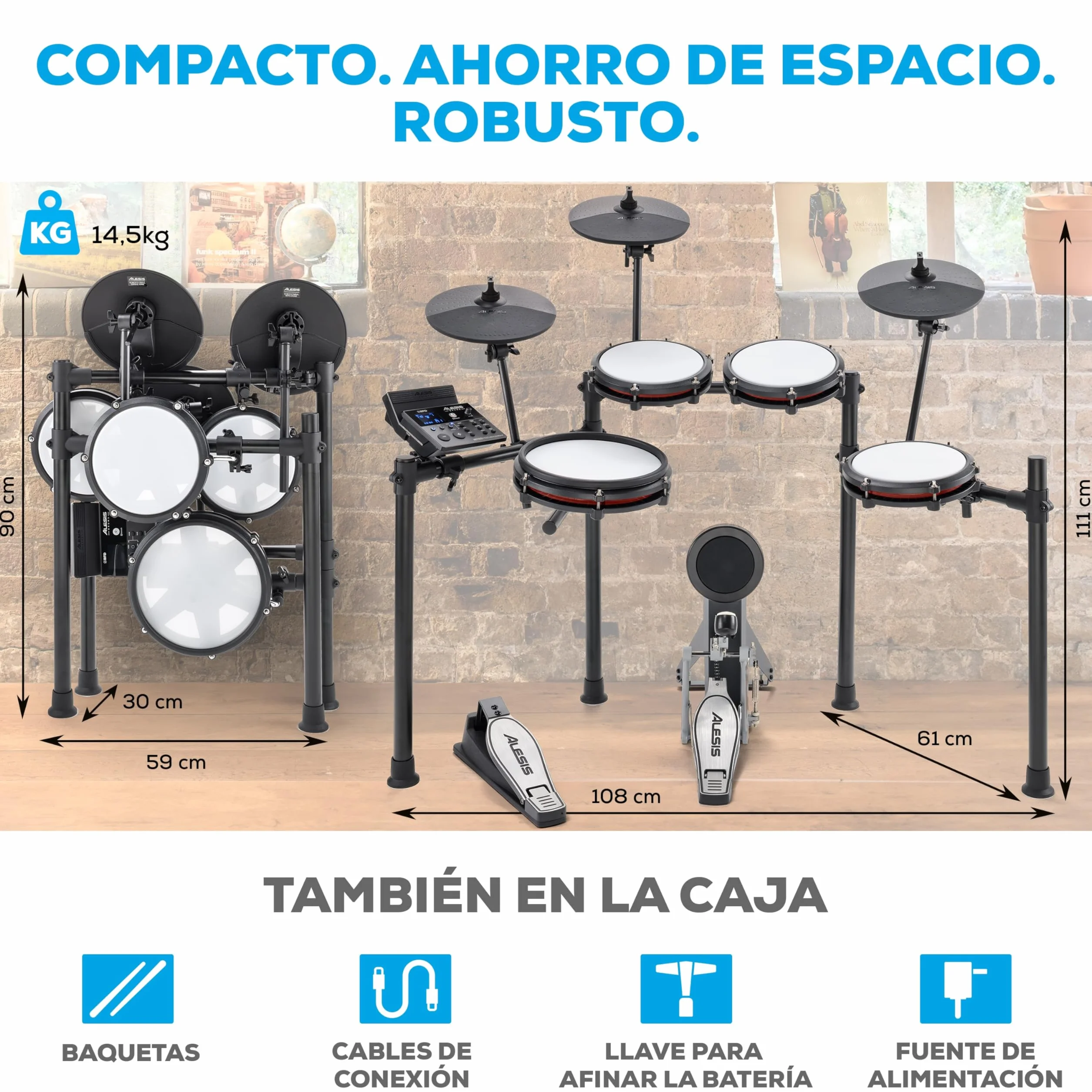 Alesis Nitro Max Kit - Batería Electrónica Compacta con Parches de Malla Silenciosos, Caja de Doble Zona de 10", Bluetooth, +440 Sonidos BFD, Drumeo, USB MIDI, Pedal de Bombo