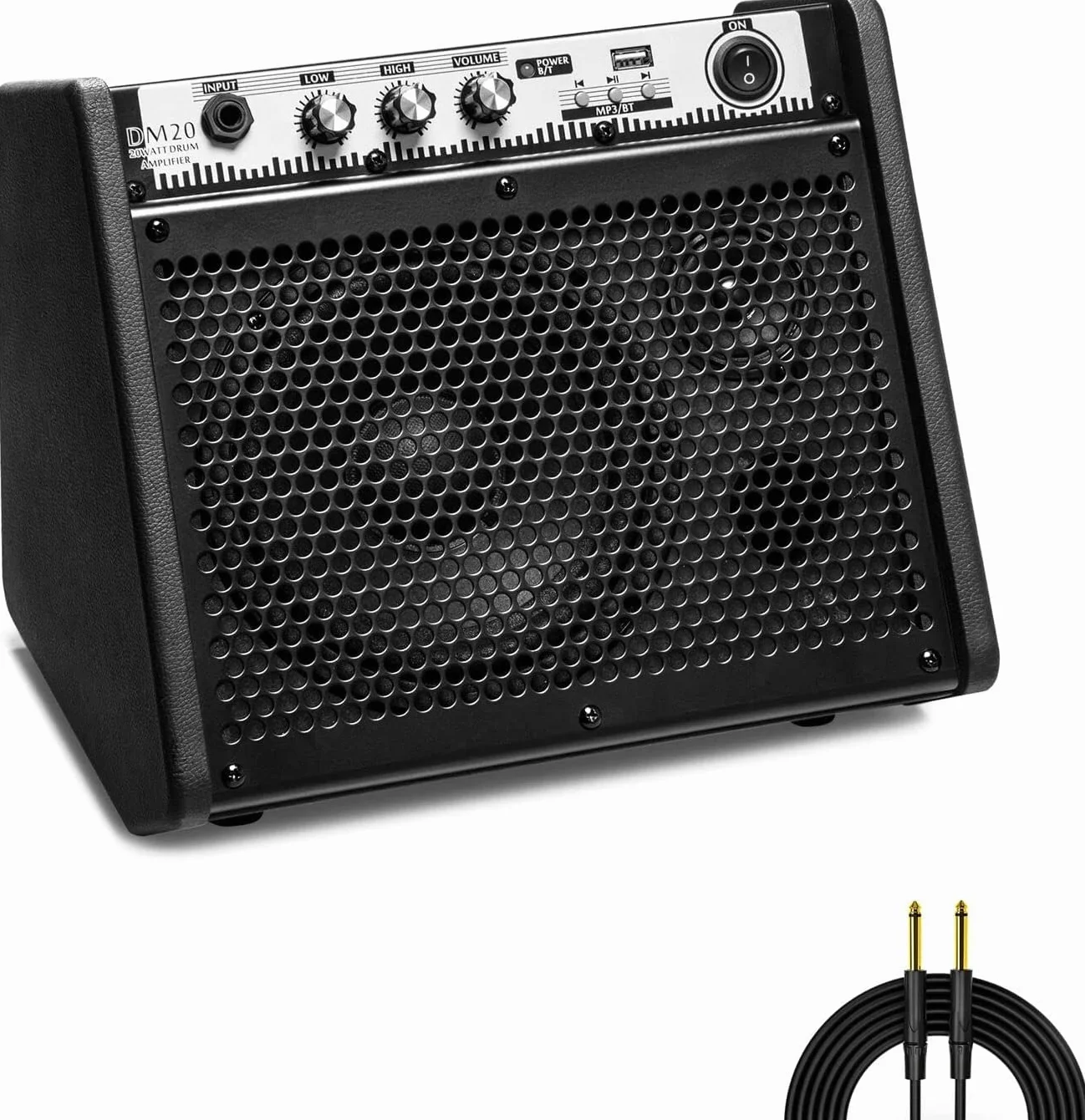Coolmusic DM20 Bluetooth Amplificador de Monitor Personal Amplificador de Tambor eléctrico Altavoz, Teclado y Altavoz de Guitarra acústica (20W con Cable)