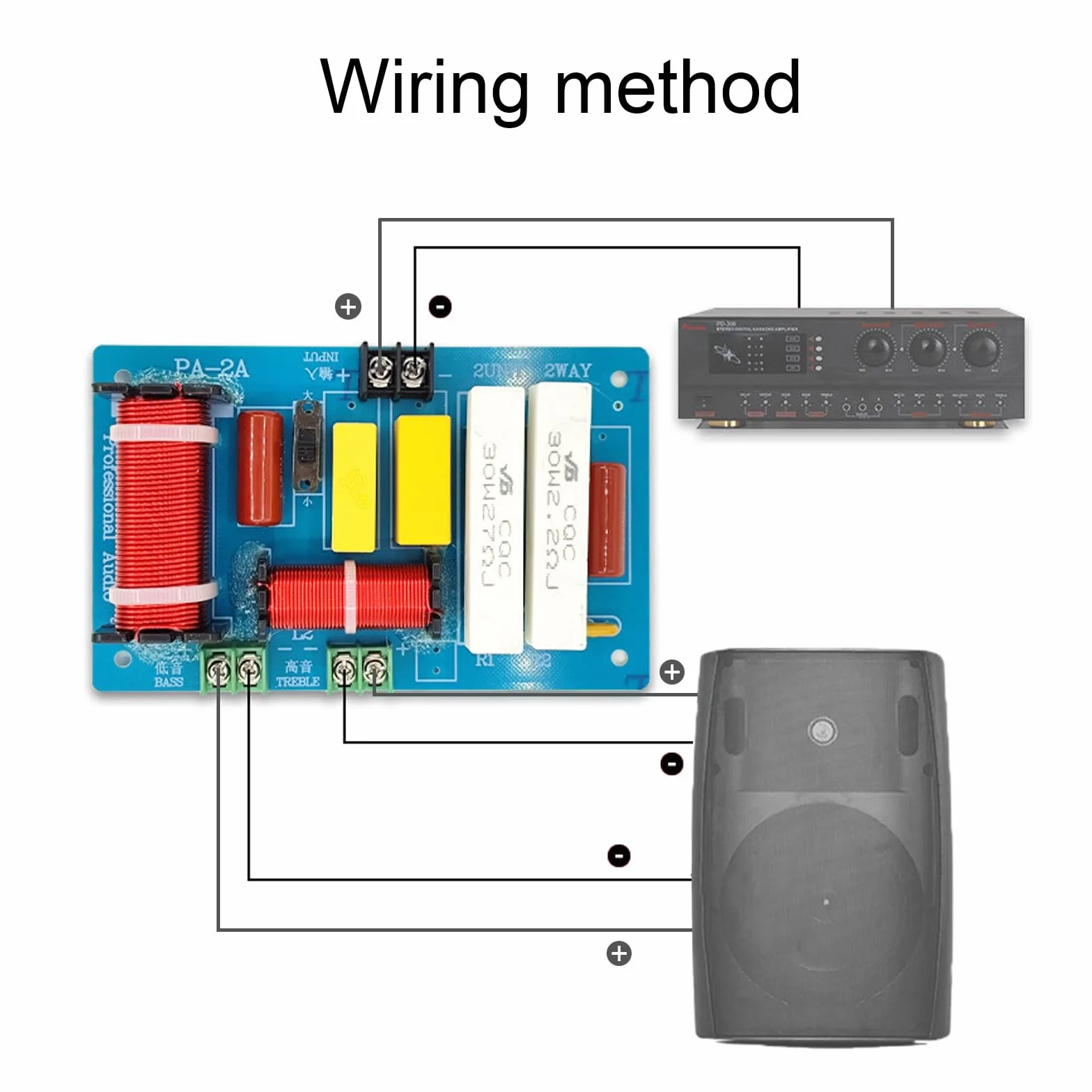 Altavoz de 2 vías Crossover 450 W 4-8 ohmios Divisor de frecuencia alta y baja Alta fidelidad
