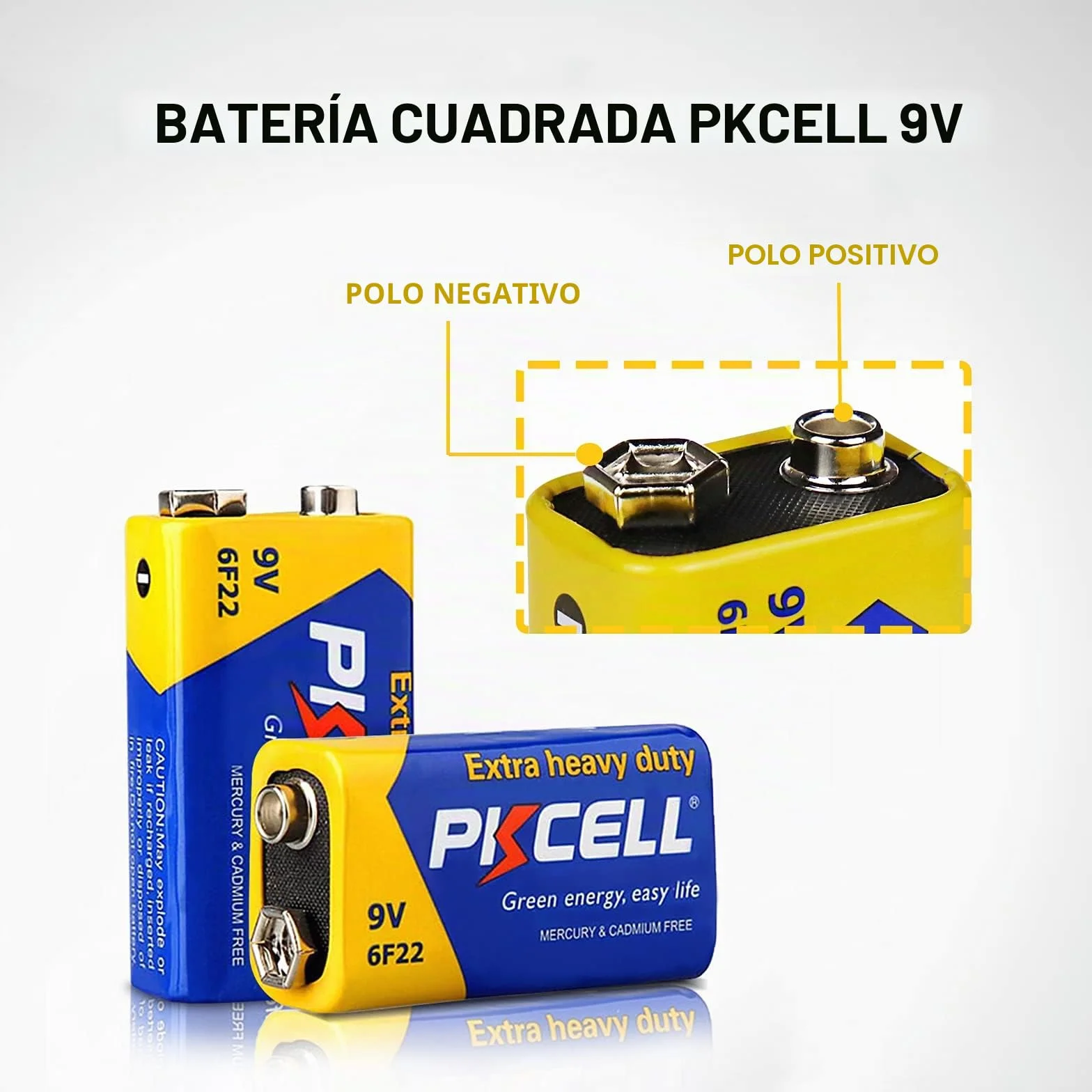 PKCELL 8 Pilas 9V 6F22 de Zinc-Carbono para Detectores de Humo, Multímetros – Ideales también para Mandos a Distancia y Juguetes Sencillos