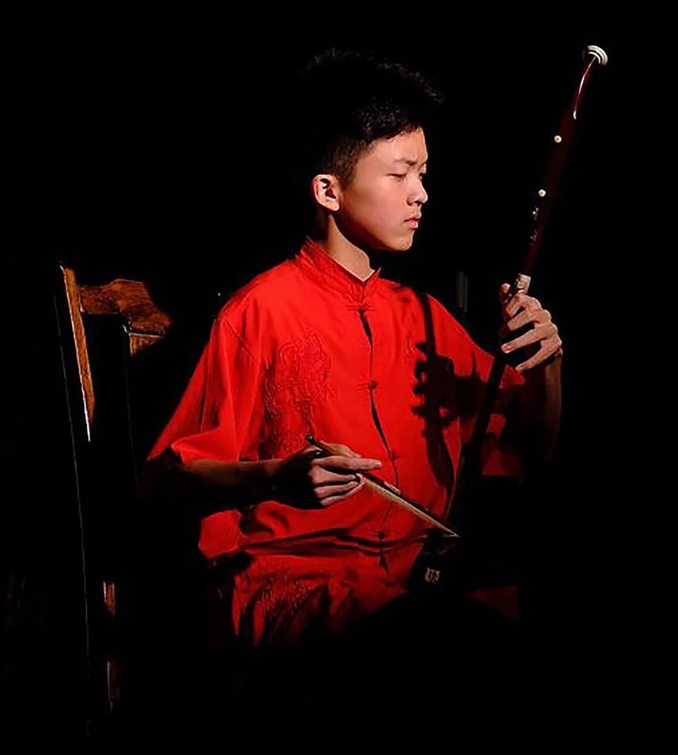 Erhu Violín chino de 2 cuerdas Instrumento Musical de violín de 2 cuerdas chino Zhonghu de ébano profesional