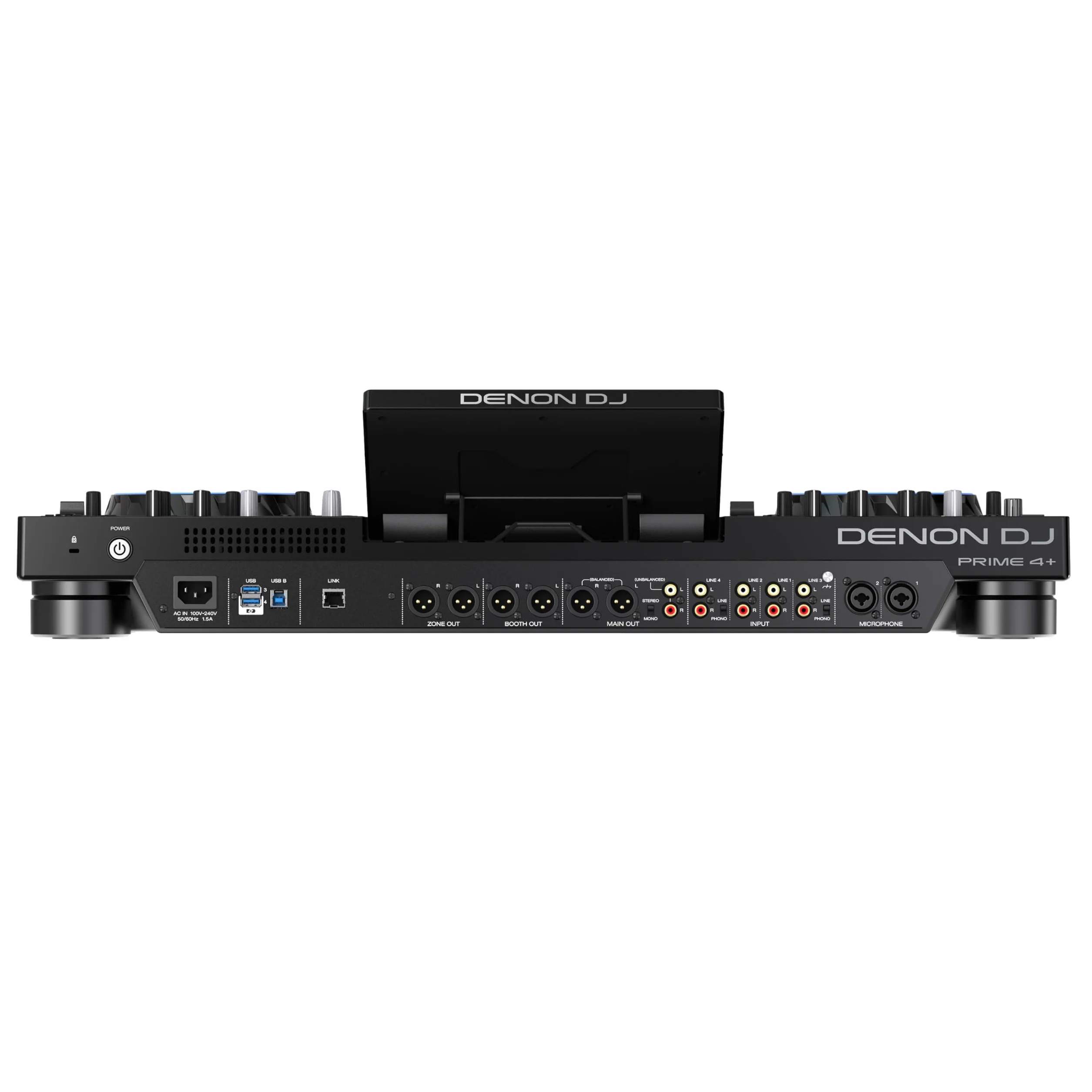 Denon DJ PRIME 4+ Controlador DJ Autónomo con Separación de Stems en 4 Decks, Streaming por WIFI, Mezclador, Pantalla Táctil 10.1-Pugadas, Control de Luces, Negro
