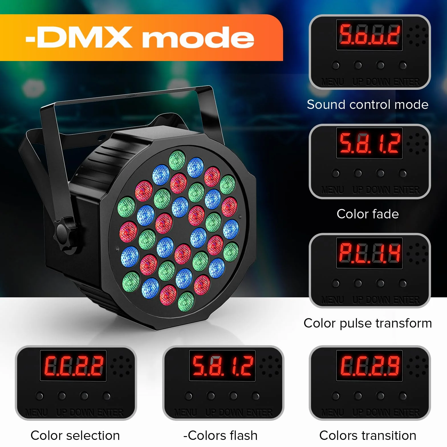 U`King 4PCS Par LED Recargable con Bolsa, RGB 36 LED Focos Luces Escenario con Control Remoto y Función de Temporización, 7 Modos de Iluminación de Escenario y Control DMX para DJ Discoteca Party