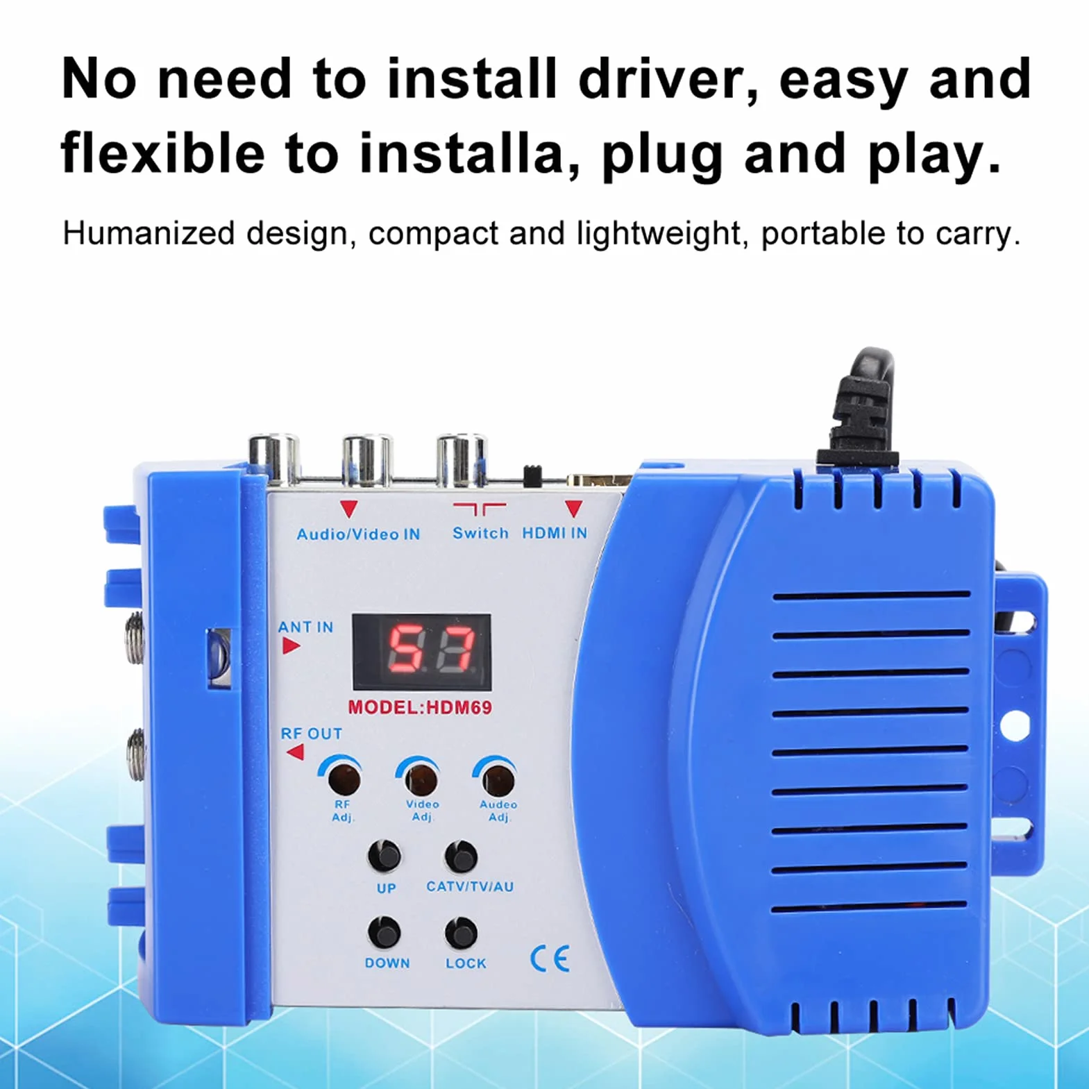 Bewinner Convertidor RF Modulador HDMI, Adaptador Demodulador VHF UHF SDR Compuesto Coaxial Modulador RF Digital para Formato PAL NTSC para HDMI, Convertidor AV a RF para TV
