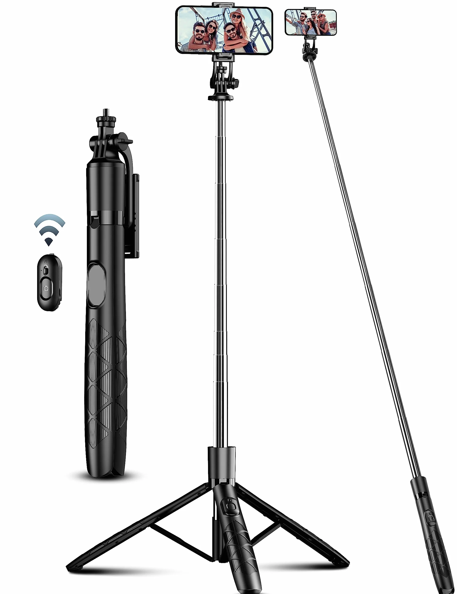 180cm Trípode para Movil, Palo Selfie Tripode con Control Remoto Desmontable para Teléfono Móvil, Soporte de Trípode de Teléfono Compatible con iPhone/Samsung/GoPro/Cámara