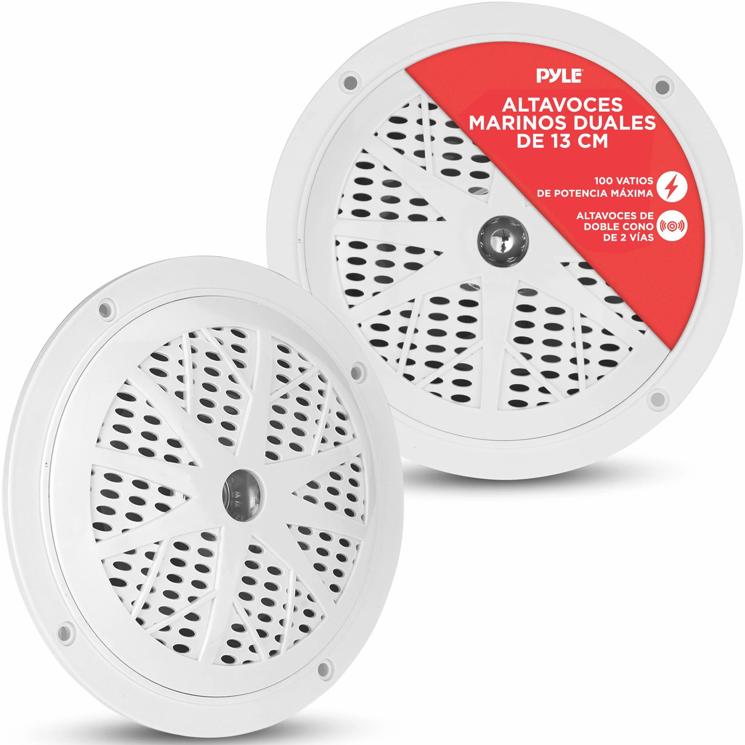 Pyle Altavoces Marinos Dobles, 5.25”. Sistema de Sonido estéreo para Exteriores, Resistente al Agua, 2 vías, Potencia 100 W