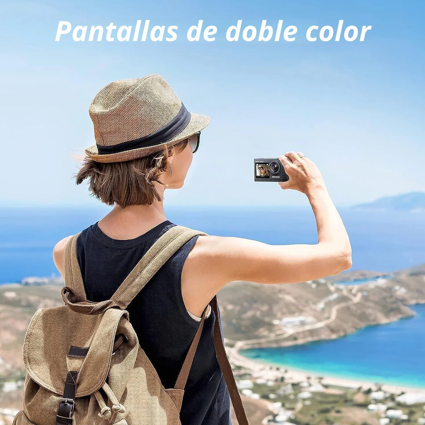 AKASO Brave 4 Pro Cámara Deportiva 4K 20MP con Tarjeta de Memoria U3 de 64GB Cámara de Acción Camara Acuatica Sumergible 40M con Dual Pantalla EIS 5X Zoom 2*1350mAh Baterías Multi Accesorios