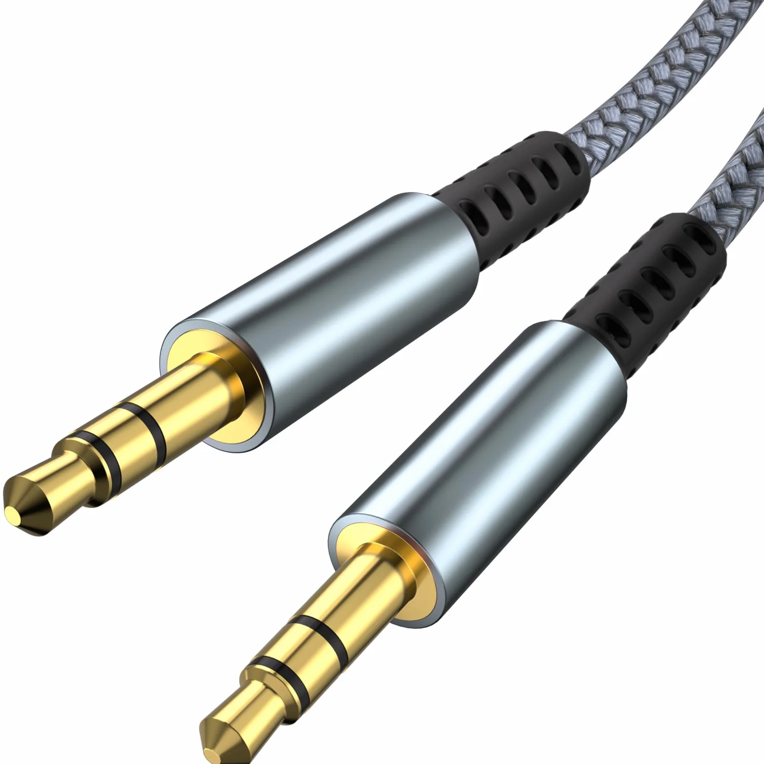 Cable Jack 3.5 Macho Macho,Cable Jack 3,5mm A Jack EstéReo jack cable 3,5 [1,2 M] jack cable Trenzado De Nailon Para Radio De Coche,Auriculares,Pc,TeléFono MóVil,Sistema EstéReo,Tableta,Mp3/Mp4 Gris