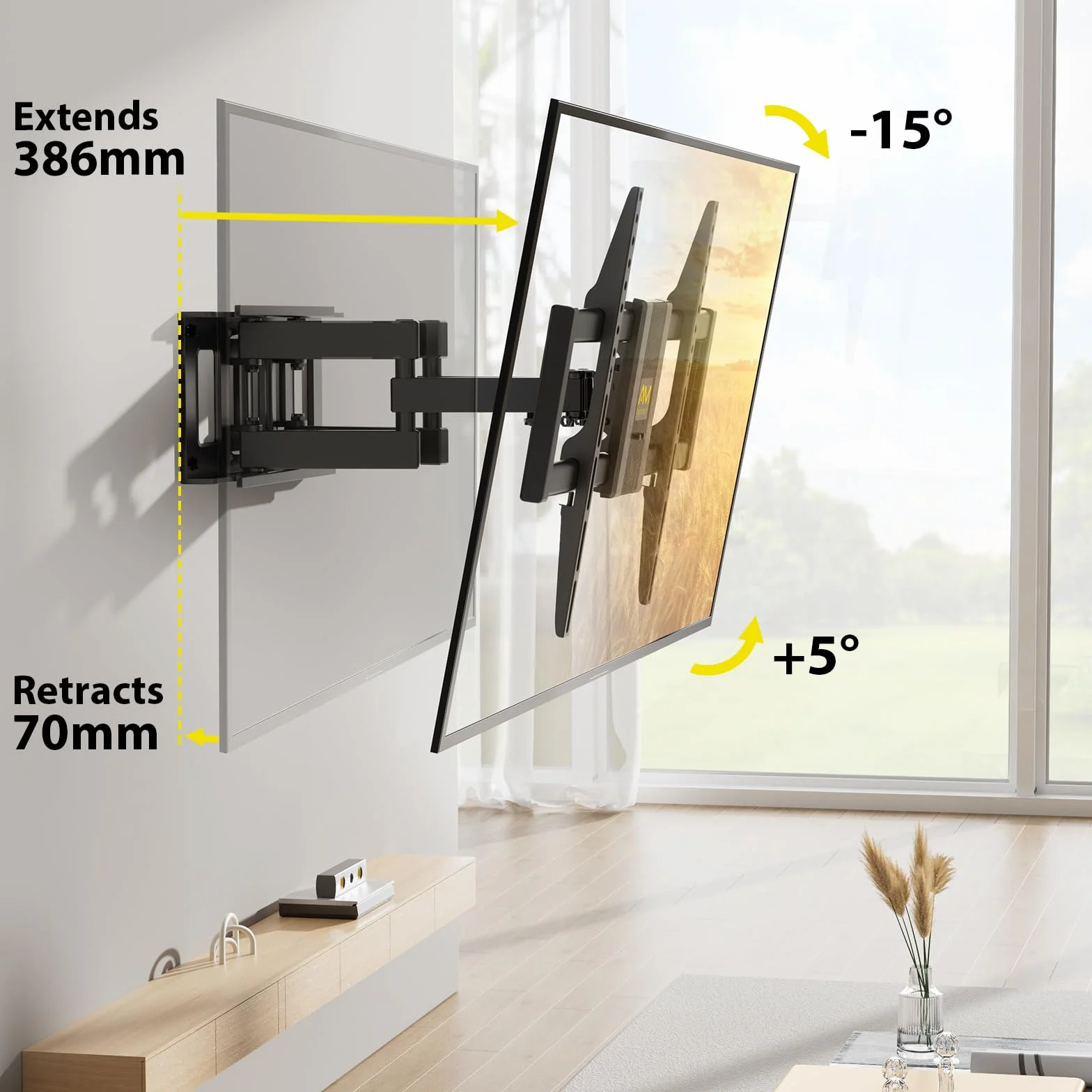Alphamount Soporte TV Pared Movimiento Completo 37-80 Pulgadas VESA 600x400 mm 45 kg APLF6