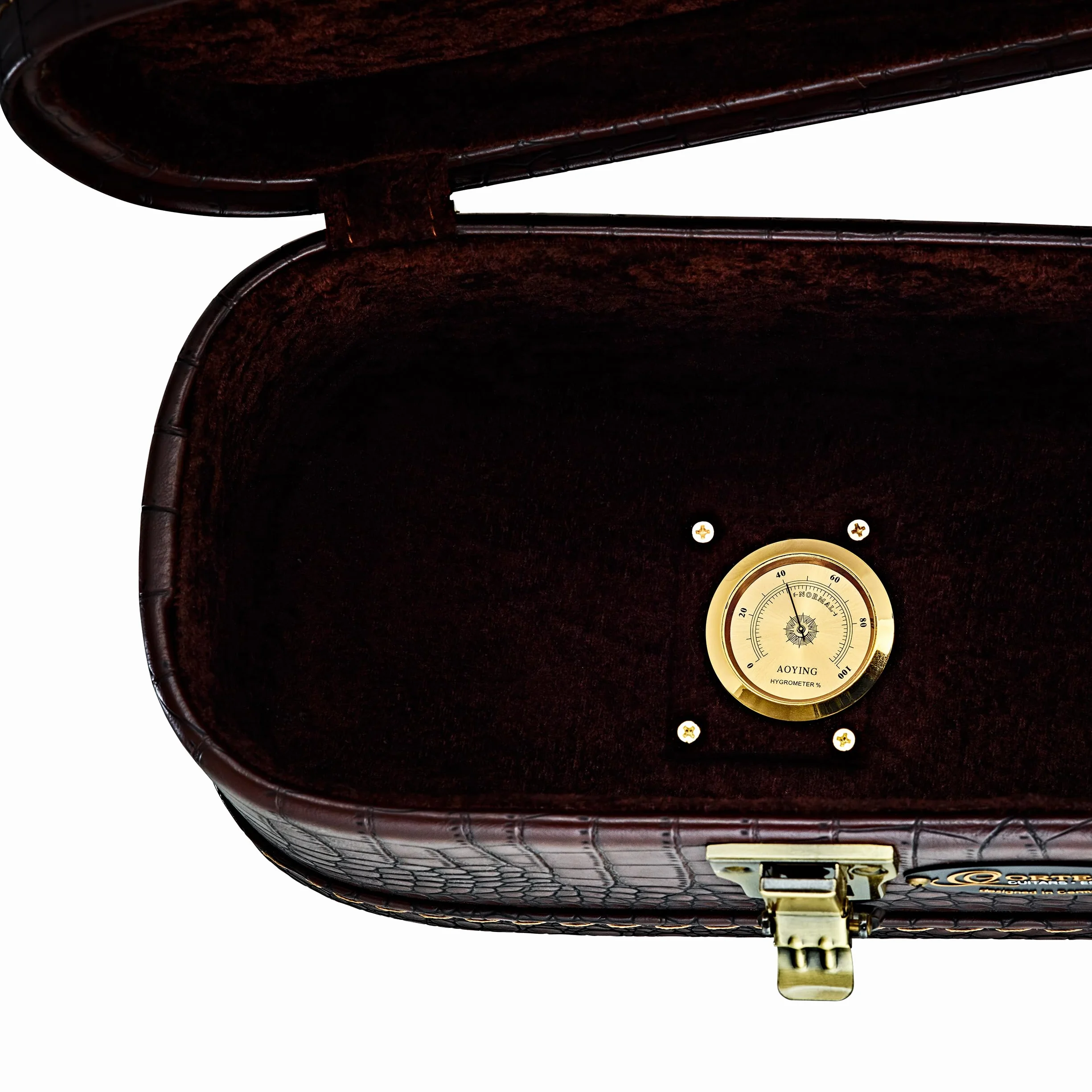 Ortega Estuche Classic Pro, Arco Tapa Bronce 120 mm Profundidad, Marrón Croco, OCCPRO