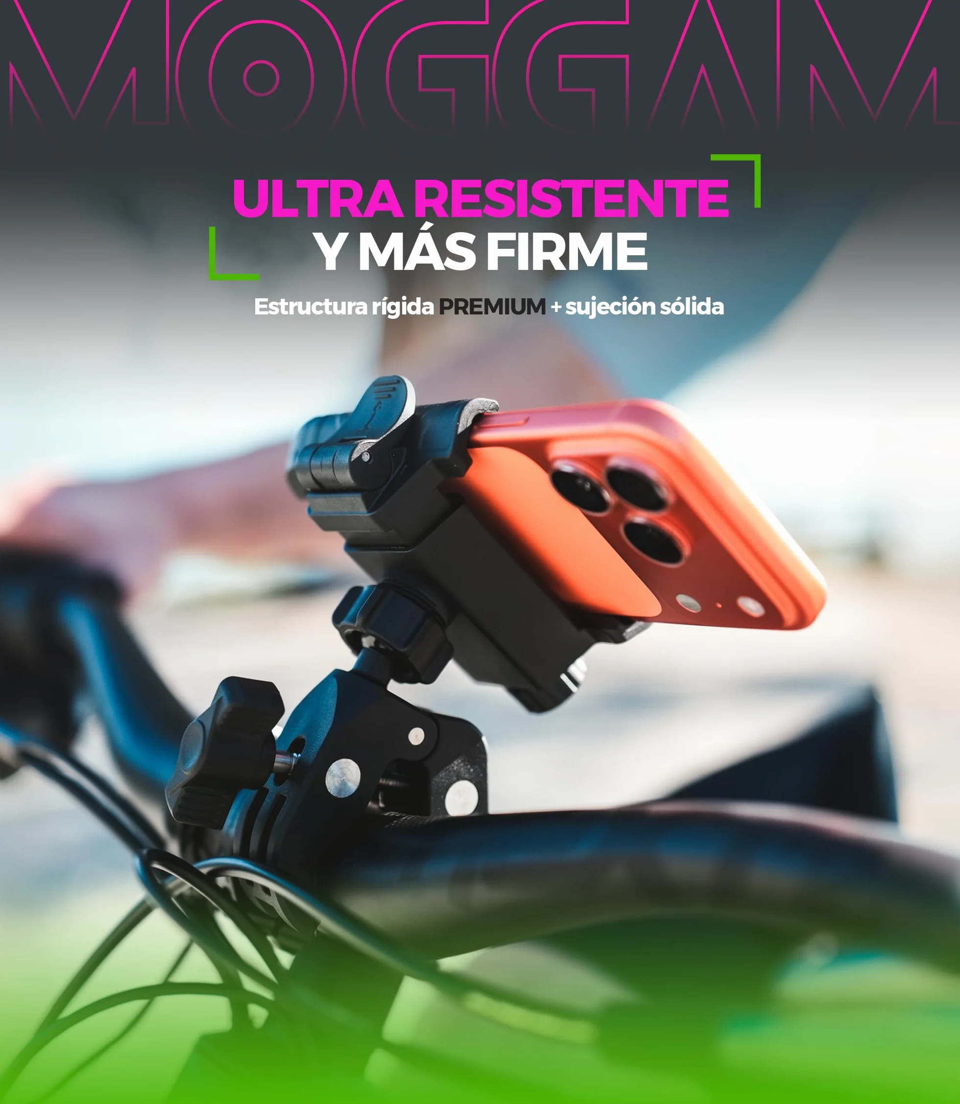 Soporte Móvil Ultra Resistente Antivibración para Bicicleta con Pinza de Aluminio Rotación 360° para Manillar MTB Smartphone
