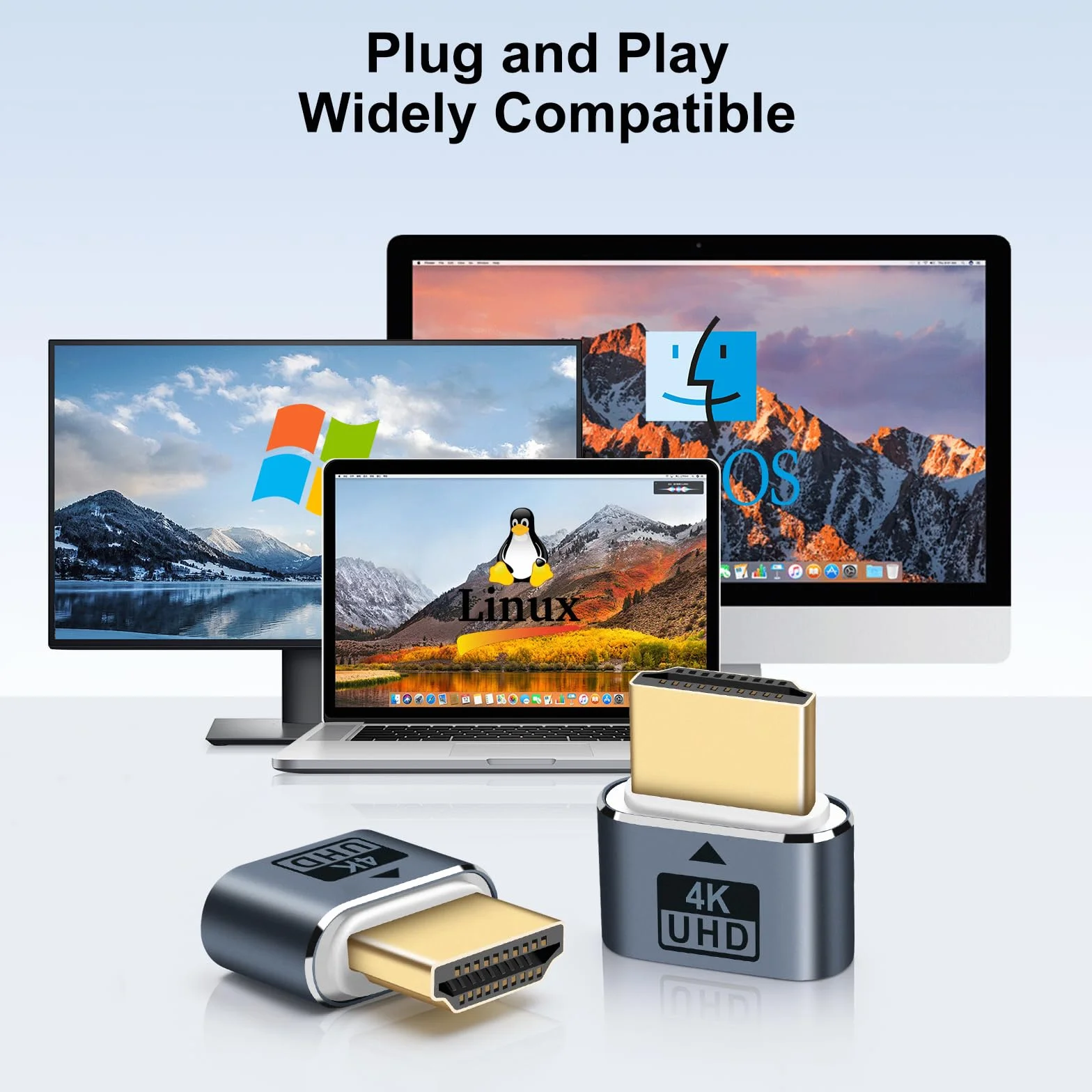 HDMI Virtual Connector, simulador de Monitor Virtual 4K de Alta resolución (con luz indicadora)