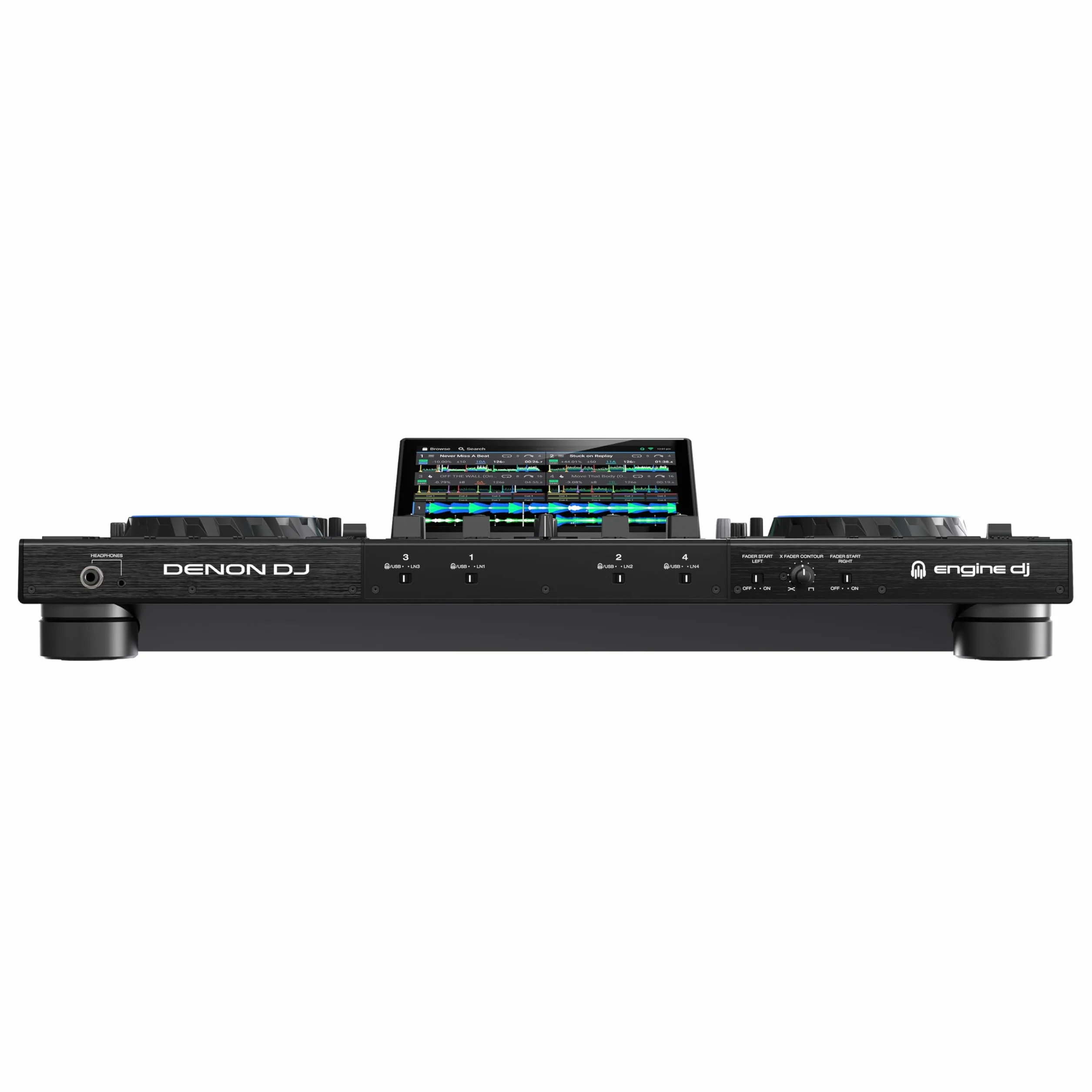 Denon DJ PRIME 4+ Controlador DJ Autónomo con Separación de Stems en 4 Decks, Streaming por WIFI, Mezclador, Pantalla Táctil 10.1-Pugadas, Control de Luces, Negro