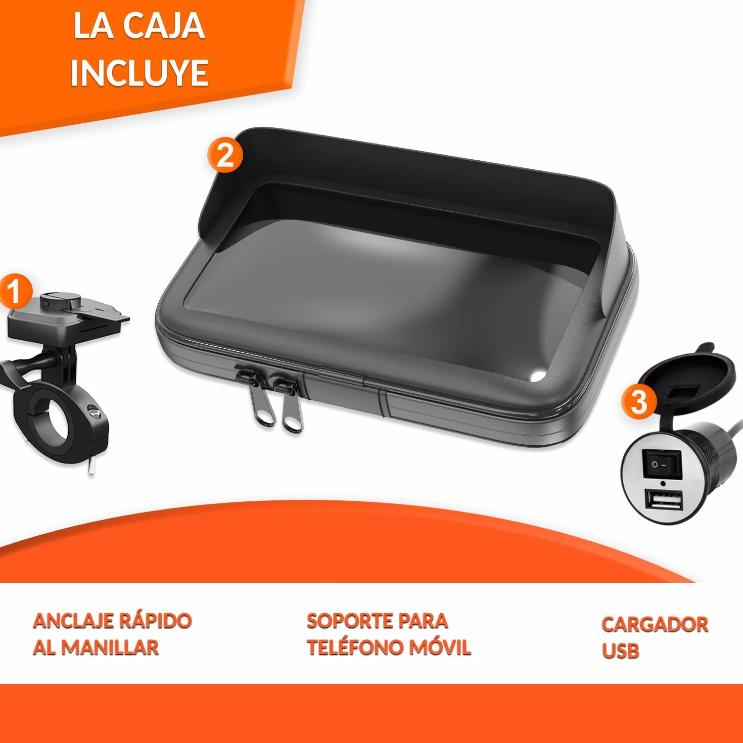 Sovica Soporte Móvil Impermeable para Moto con Cargador 2.1A, Funda con Visera Antireflejos hasta 7.5"