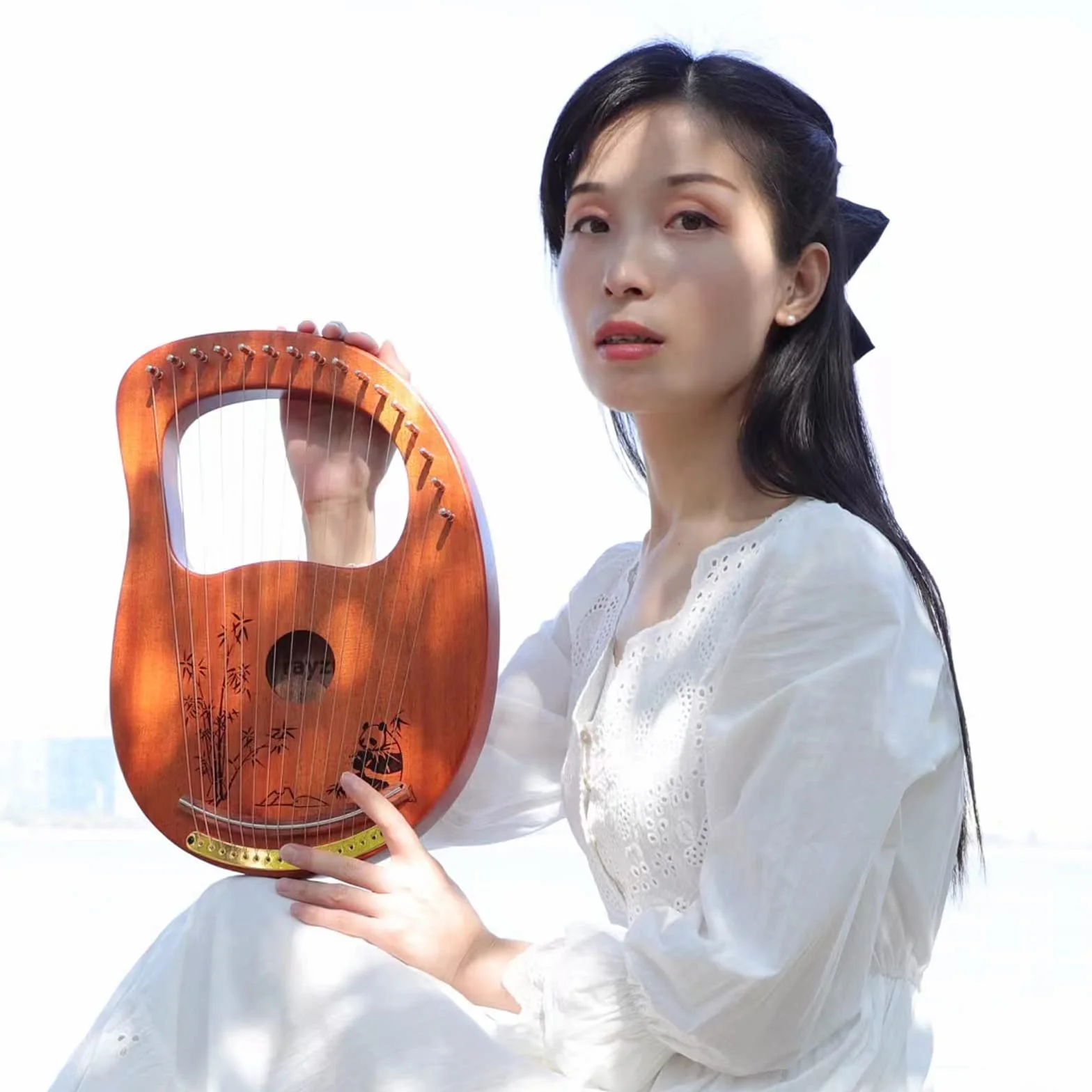 Rayzm Lyre Harp, instrumento lira de caoba de madera maciza con diseño de patente, arpa portátil de 16 cuerdas de metal para adultos/niños/principiantes