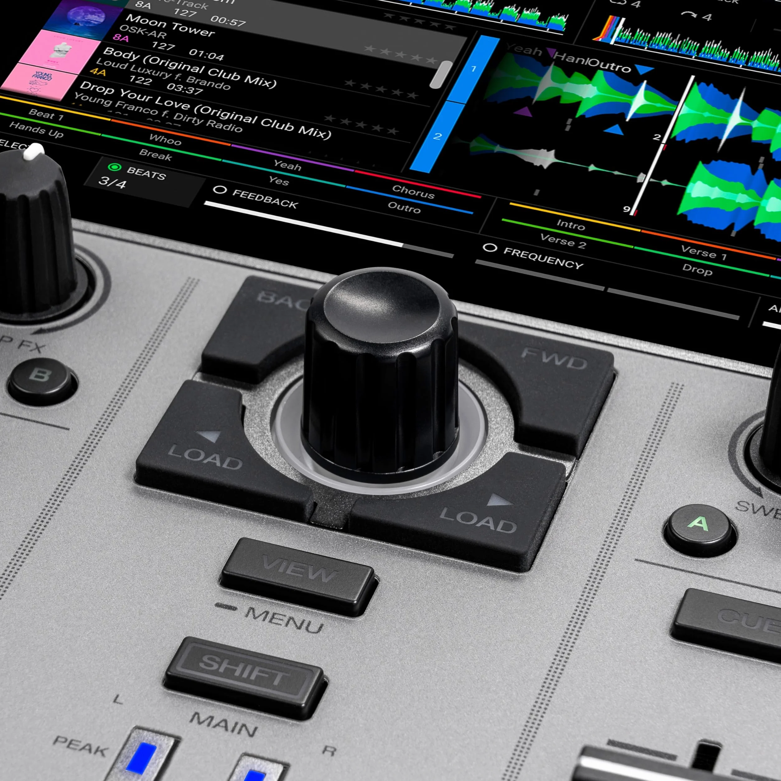 Denon DJ PRIME GO+ Controlador DJ Portátil Autónomo con Bateria Recargable, Pantalla de 7", Mezclador con Separación de Stems, Streaming por Wifi y Bluetooth